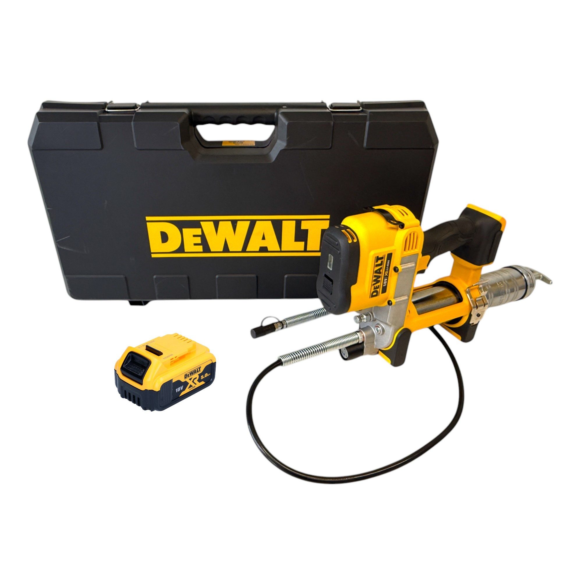 DeWalt Werkstattpresse DCGG 571 NK Akku Fettpresse 18 V + 1x Akku 5,0 Ah - ohne Ladegerät