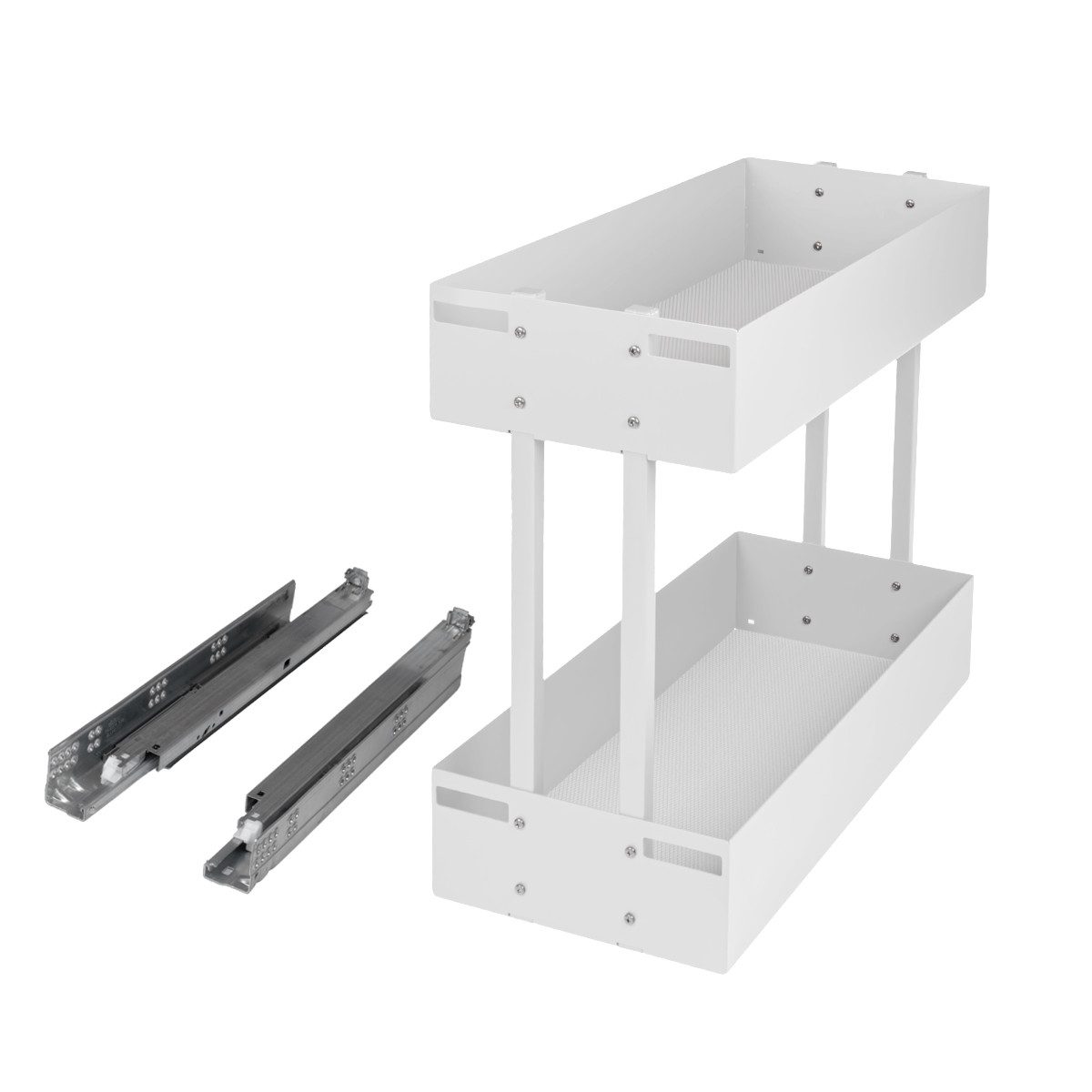 Prima-Online Auszugsunterschrank Küchenschrank Auszug 2 Etagen mit Schien Möbel 25-60 cm Weiß