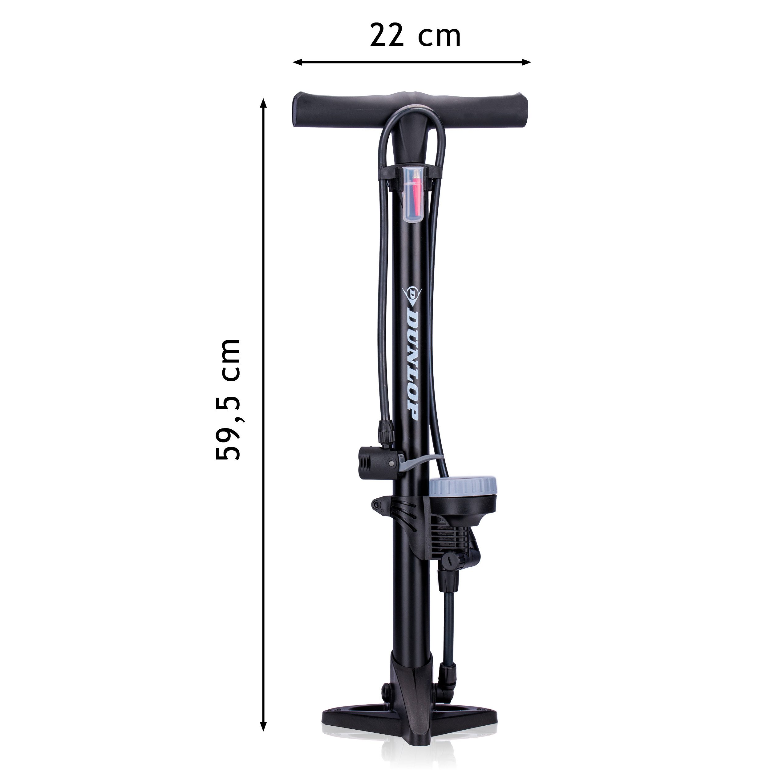 Dunlop Fahrradpumpe Dunlop Fahrradpumpe mit Manometer ‑ Doppel Ventilkopf