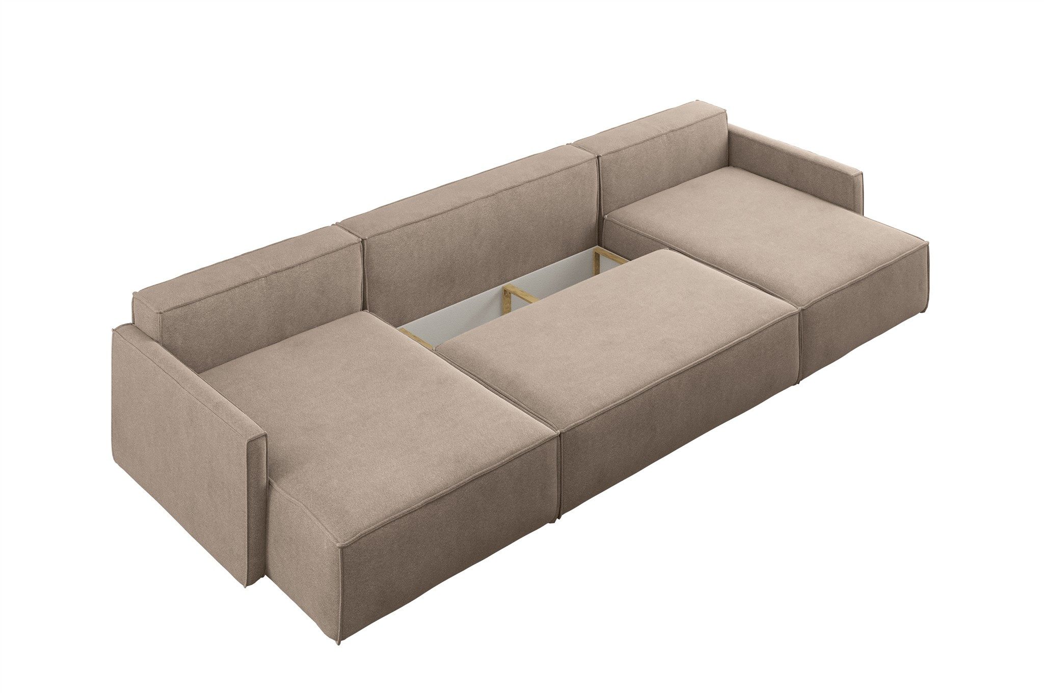 Fun Möbel Wohnlandschaft Sofa mit Schlaffunktion Sofa LOUIS in Stoff, inkl. 2 Zierkissen, inkl. Bettkasten