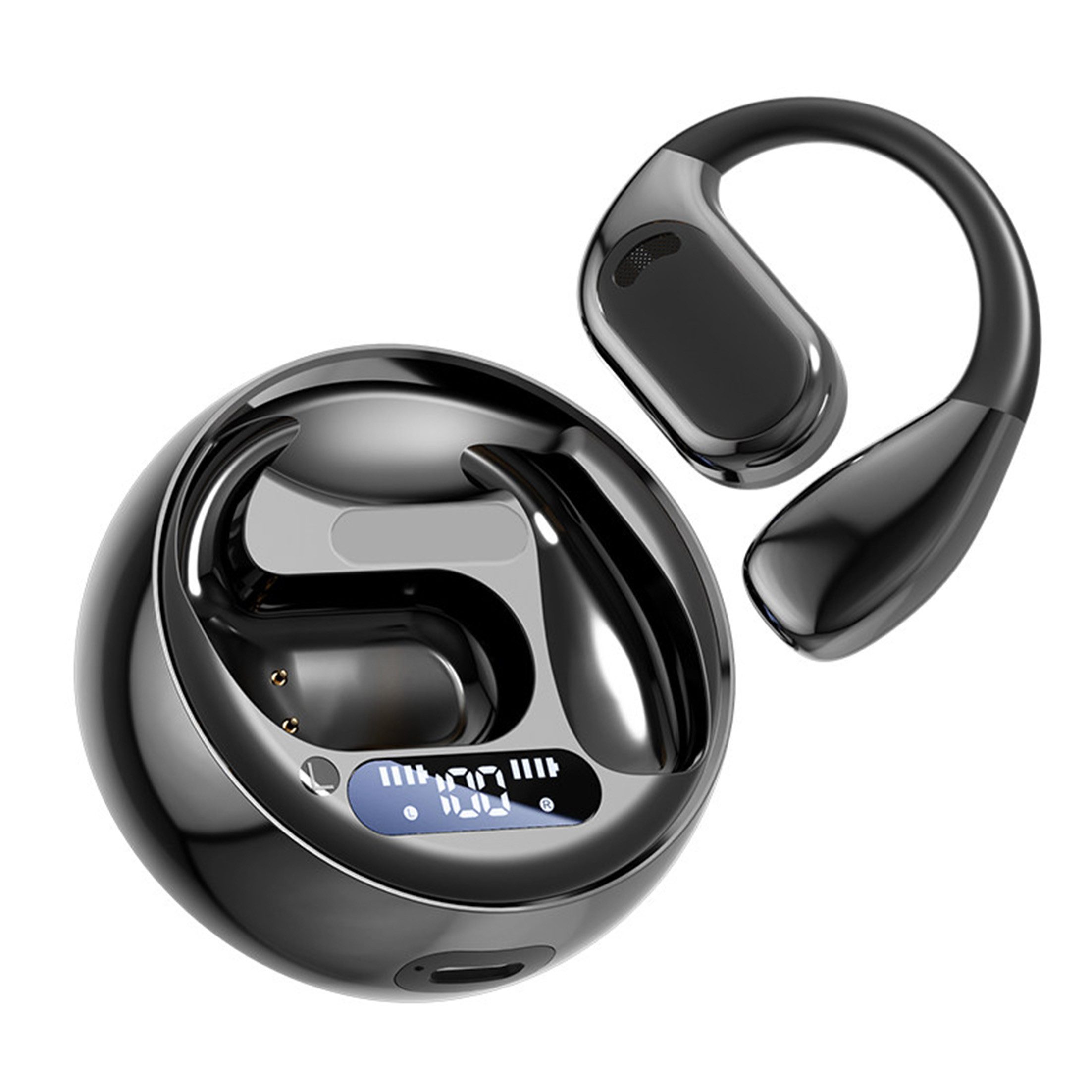 KINSI AI-Sprachübersetzer-Bluetooth-Kopfhörer – Offener Ohrbügel Open-Ear-Kopfhörer (APP, mit Echtzeitübersetzung,IPX5 Wasserschutz,Kompatibel mit allen Geräten)