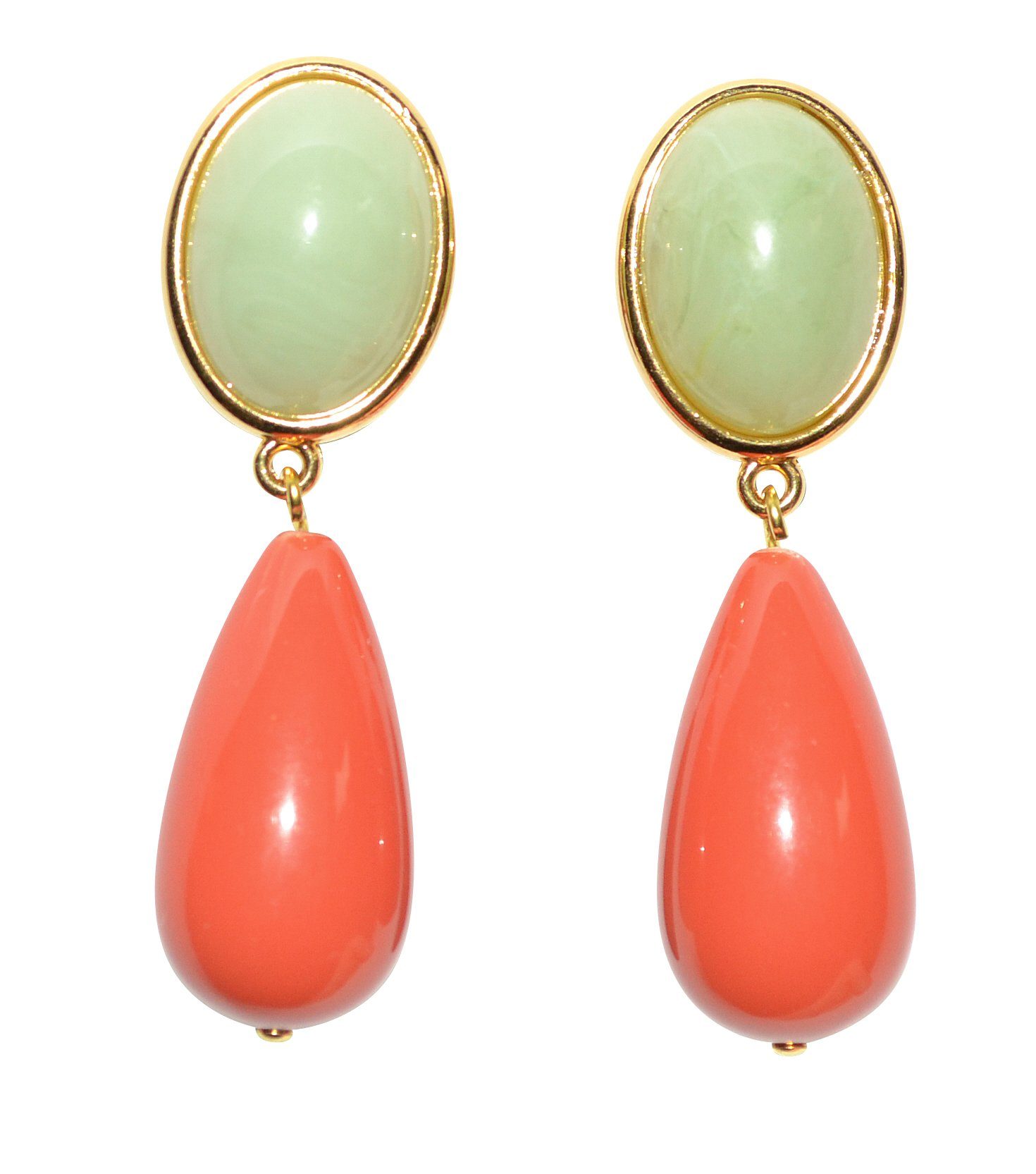 Mugello Paar Ohrstecker Viola jade-koralle klassisch stilvoll elegant festlich, made in Germany Designer JustWin, Statementohrringe