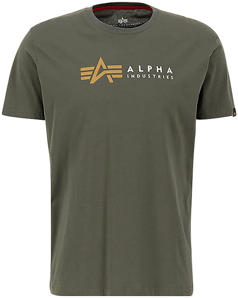 Alpha Industries dark olive Kurzarmshirt Label ALP-Alpha T
