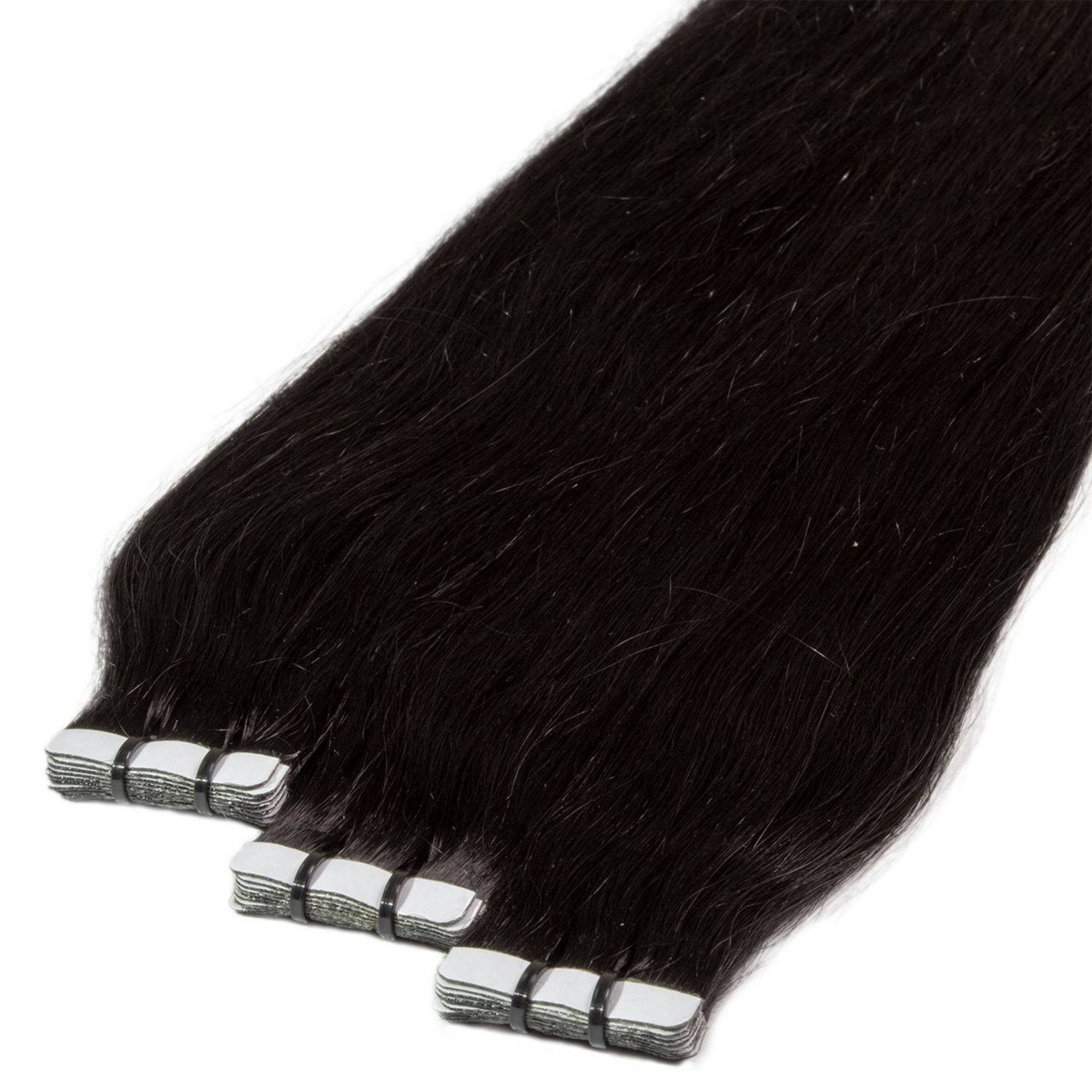 Echthaar-Extension Premium Tape Extensions #2/0 Schwarz 40cm
