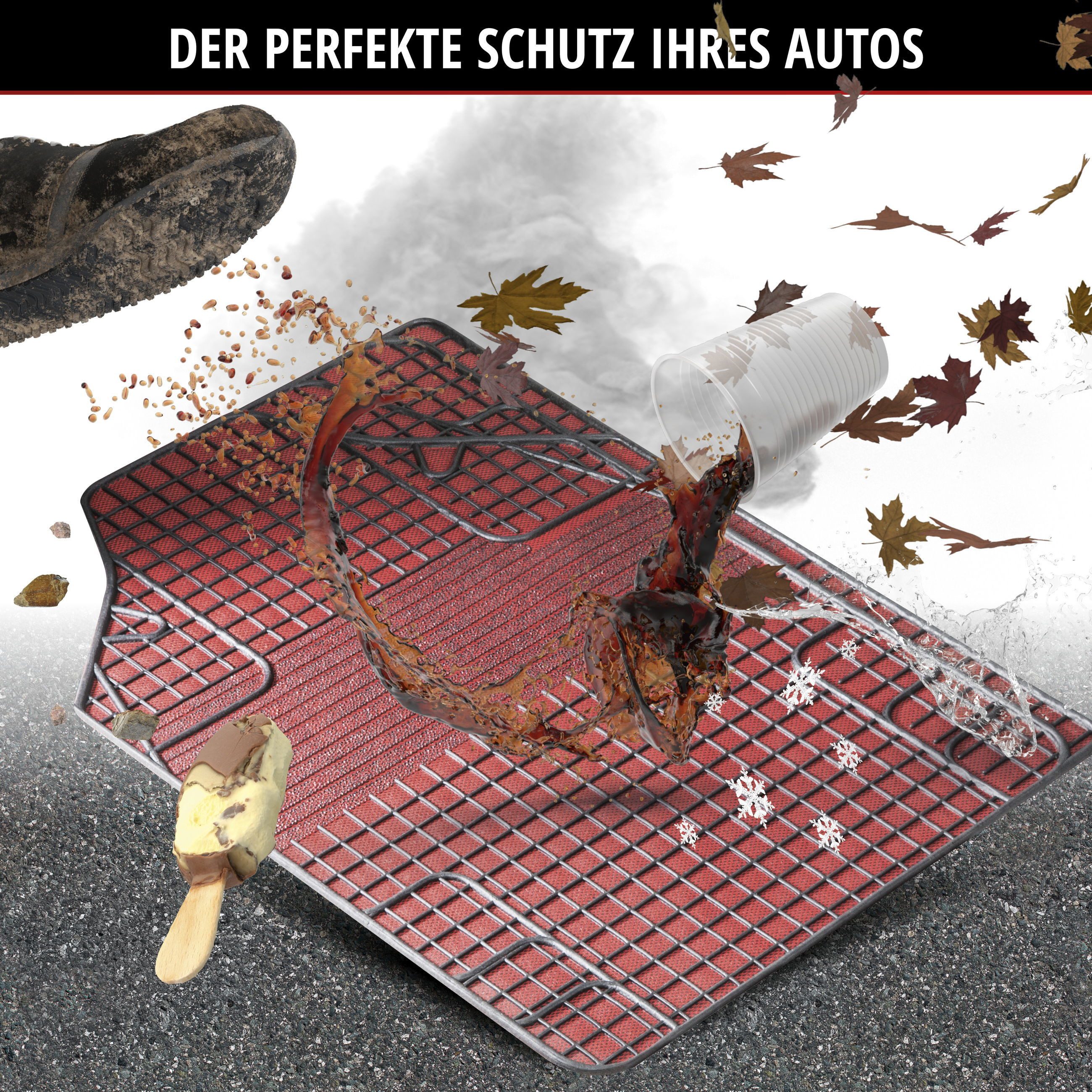 WALSER Auto-Fußmatten Gummimatte New Style (4 St)