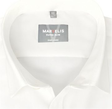 MARVELIS Businesshemd Businesshemd - Super Slim Fit - Langarm - Einfarbig - Wollweiß