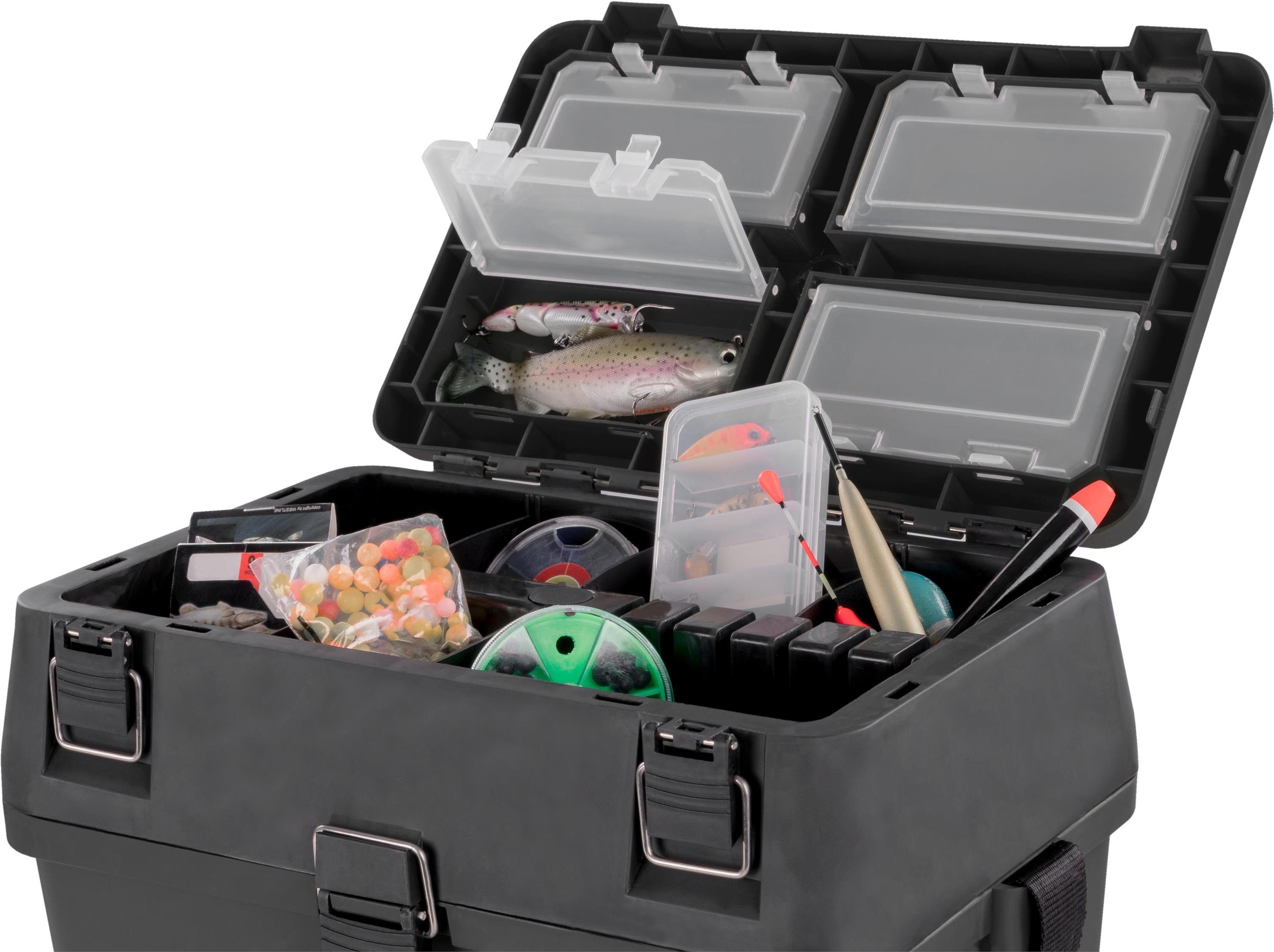 normani Angelkoffer Angelbox Bilbao, Angeltasche Sitzkiepe mit Rucksackfunktion und Tackle-Boxen