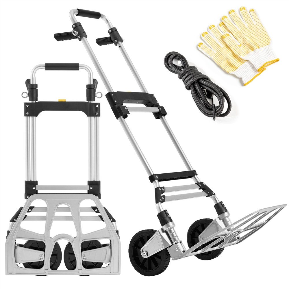 Yaheetech Sackkarre Klappbare Transportkarre aus Aluminium, Höhenverstellbar 88,5 cm – 115 cm für Einkauf/Umzug/Garten