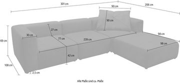 andas 3-Sitzer Utvik kann individuell zusammengestellt werden, Modulsofa, bestehend aus 2 Eck-, 1 Mittelelement und 1 Hocker