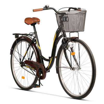 Velors Cityrad 28 Zoll Damenfahrrad mit Korb, Beleuchtung, 7 Gang, Kettenschaltung, ab 160 cm, City Bike Fahrrad