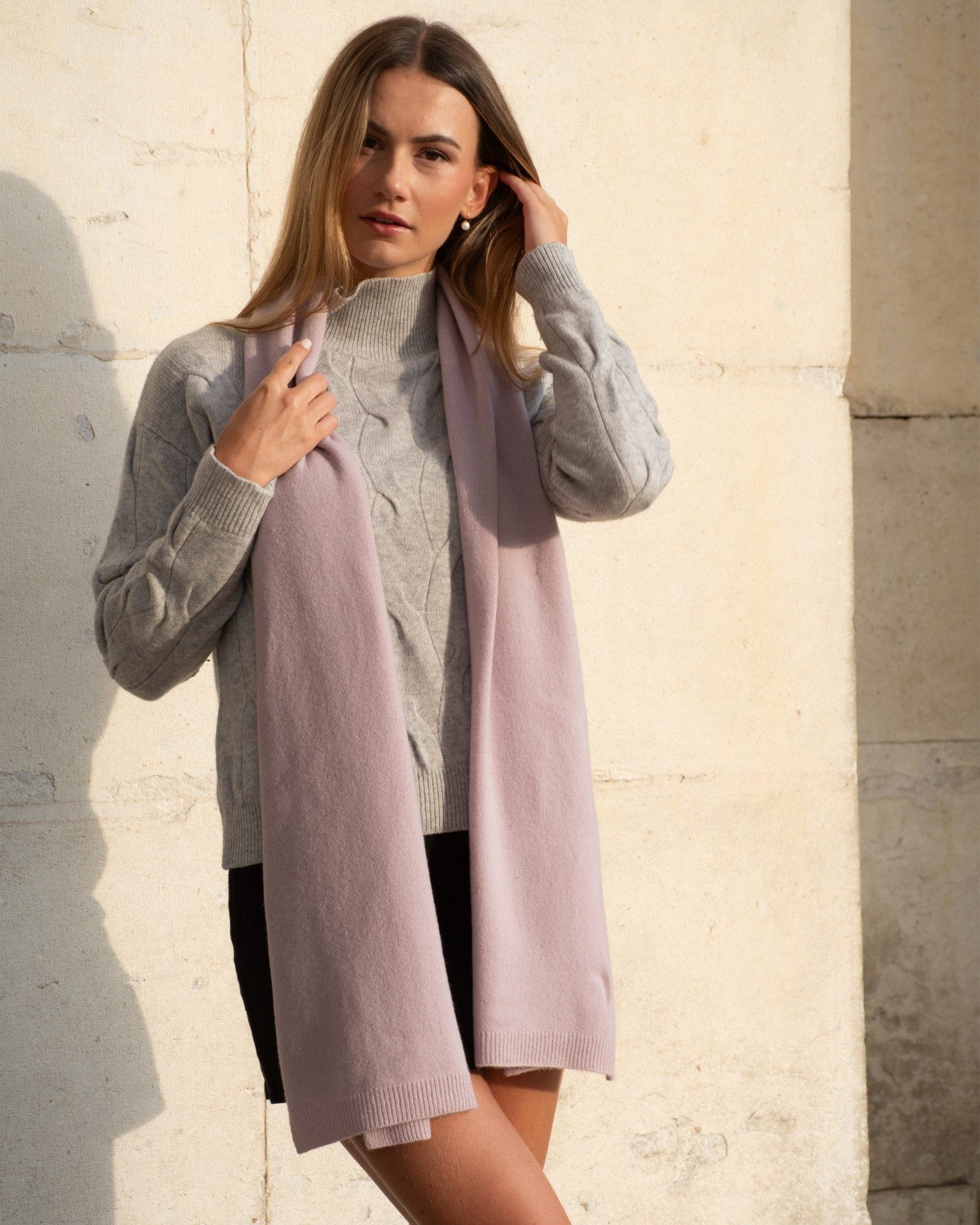 MayTree Kaschmirschal Premium warmer breiter Kaschmirschal Unisex, Altrosa, (Stück, 1-St), 100% Kaschmir