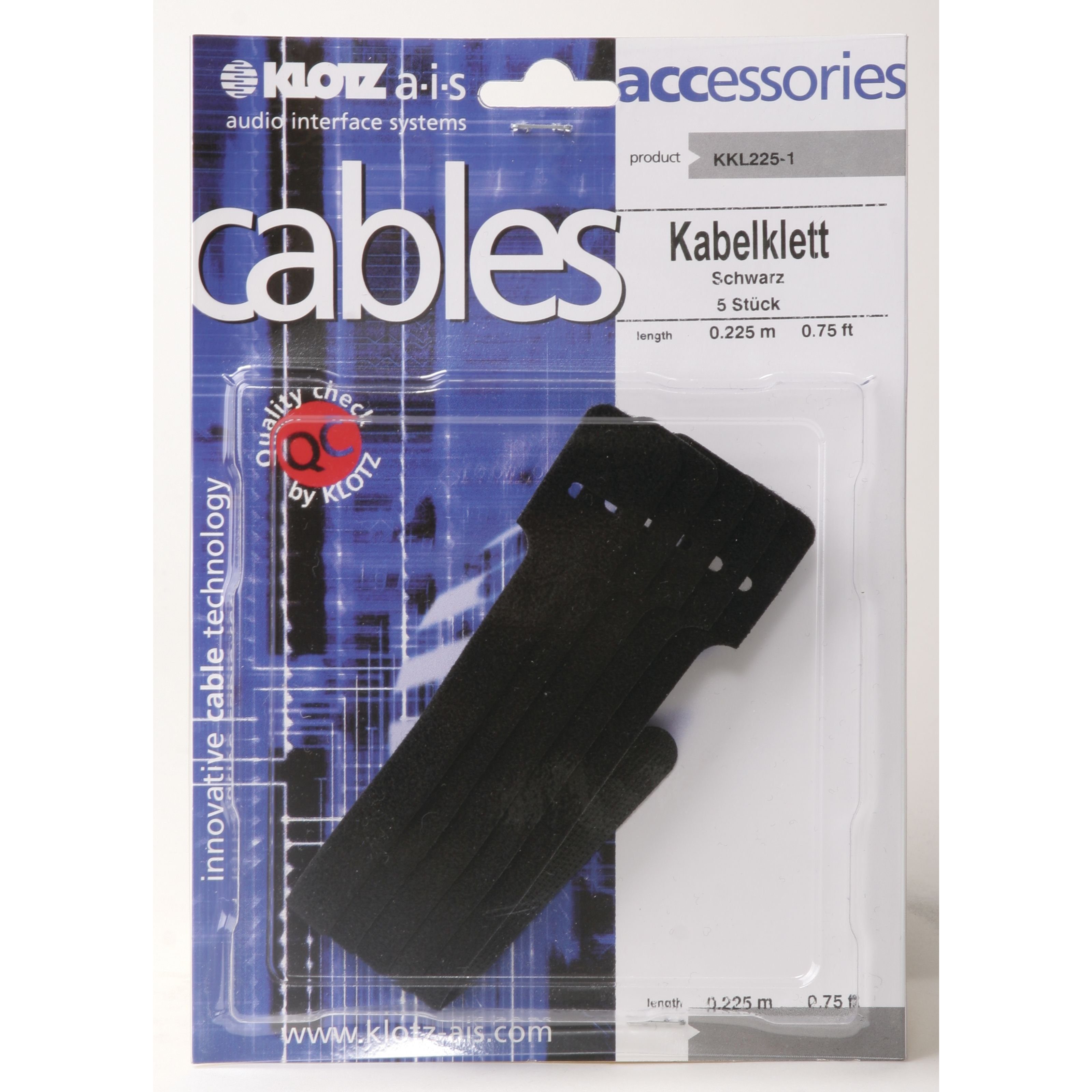 Spielzeug-Musikinstrument, Kabelklette Stück 5 - KKL225-1 schwarz, Klotz Cables Stofföse Kabelklett