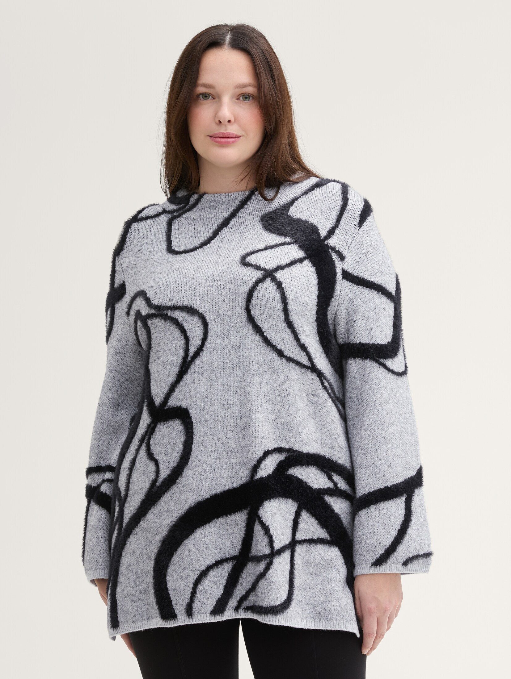 Strickpullover Plus Size - Gemusterter Strickpullover