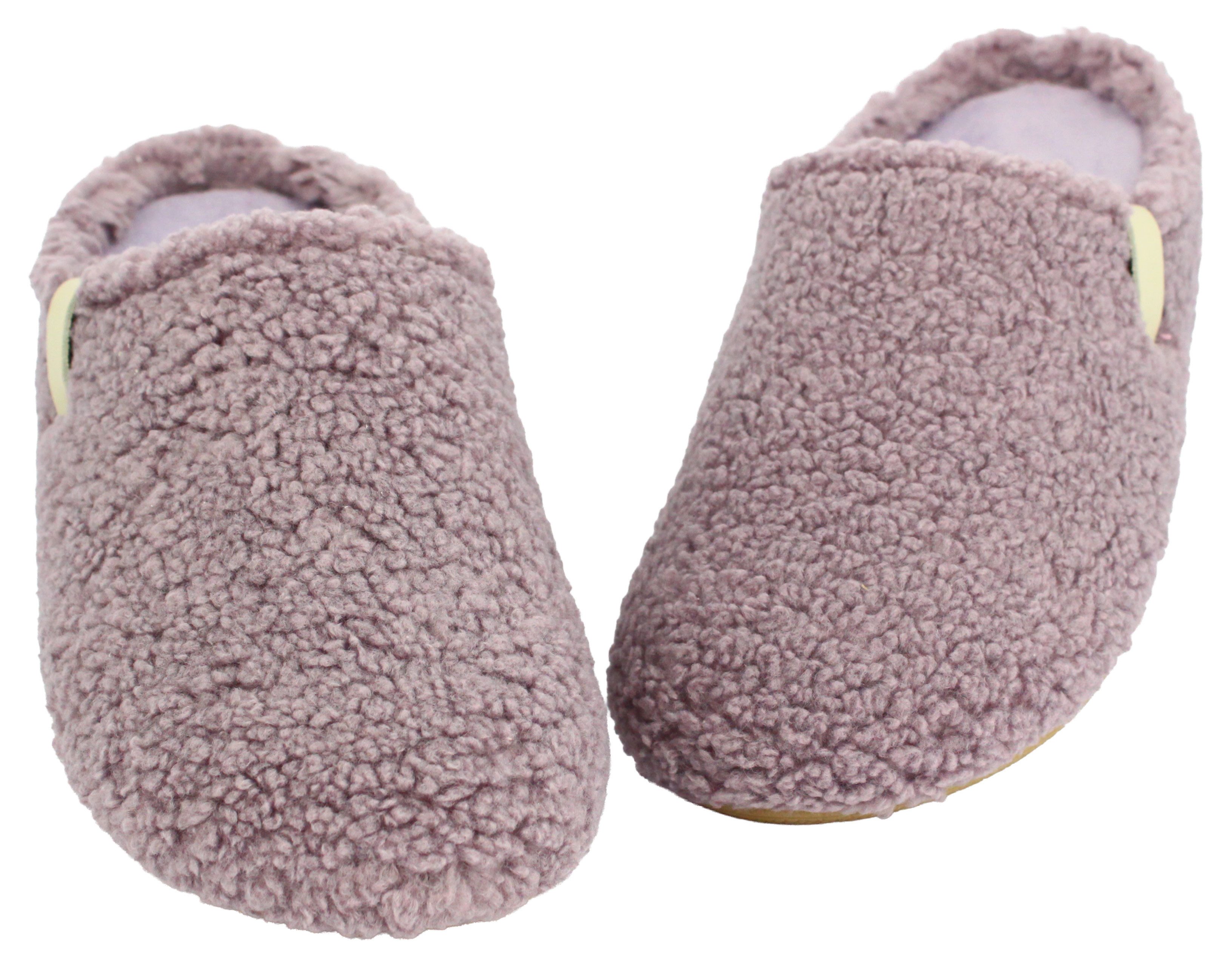 Beck Damen Pantoffel Jule im Teddy-Look Hausschuh zum Schlupfen