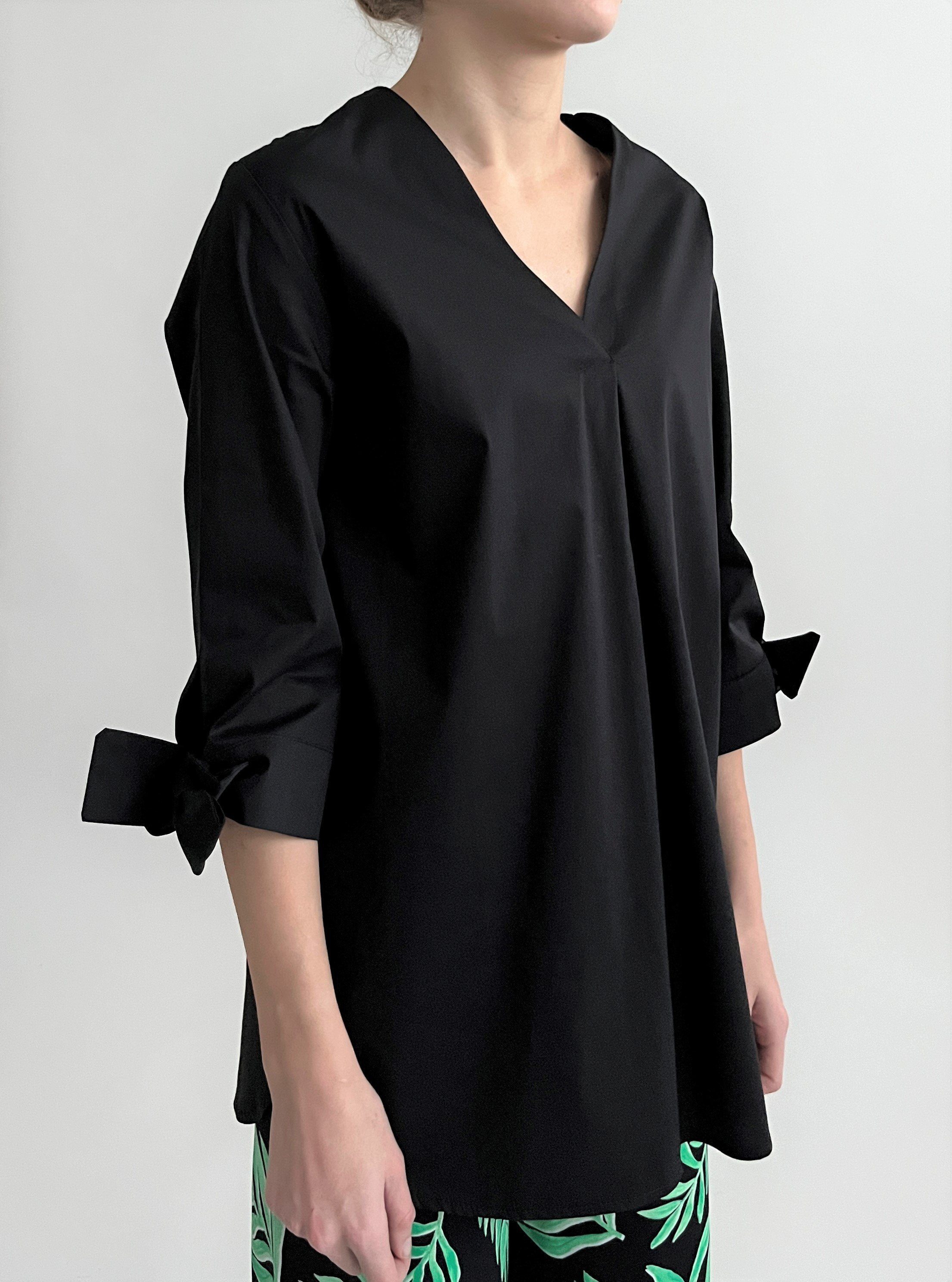 Zuckerwatte Longbluse mit V-Ausschnitt günstig online kaufen