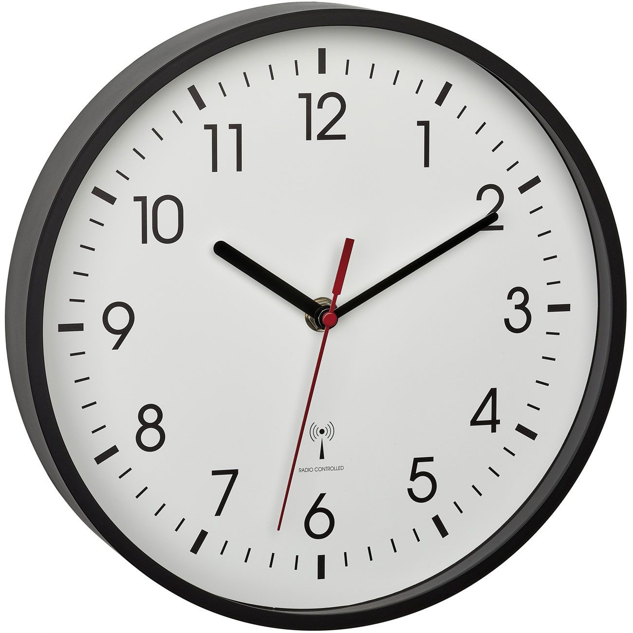TFA Dostmann Funkwanduhr Klassische Funk-Wanduhr (24,5 cm) in Weiß-Schwarz, gut ablesbar (Mit gut ablesbarem Zifferblatt)