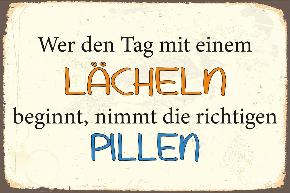 queence Metallbild Lächeln, Motivationsbilder, Schriftzug, Sprüche, Sprüche & Texte (1 St), Stahlschild, Blechschild, Sprüche, Texte, witzig