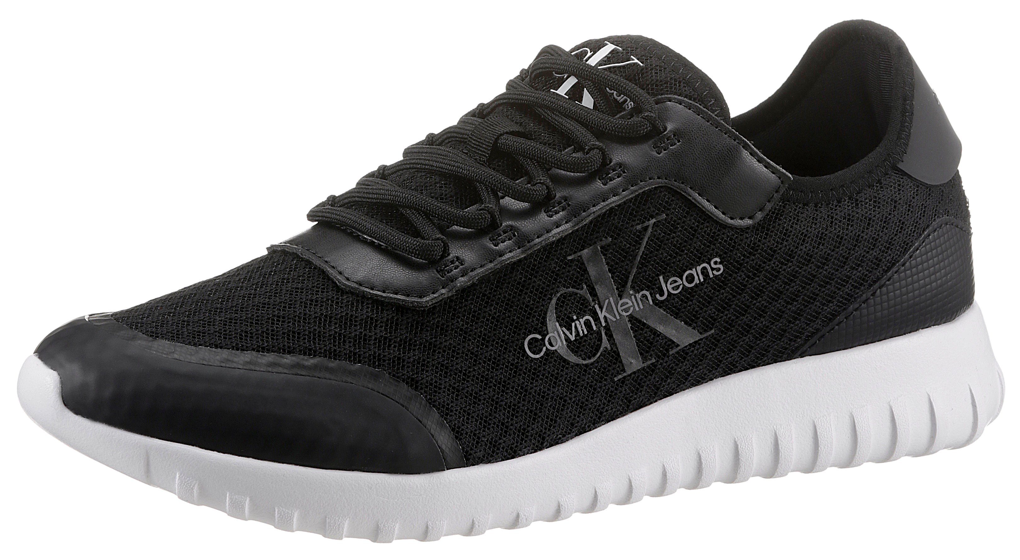 Calvin Klein Jeans EVA RUNNER MONOLOGO Sneaker mit weißer Laufsohle, Freizeitschuh, Halbschuh, Schnürschuh