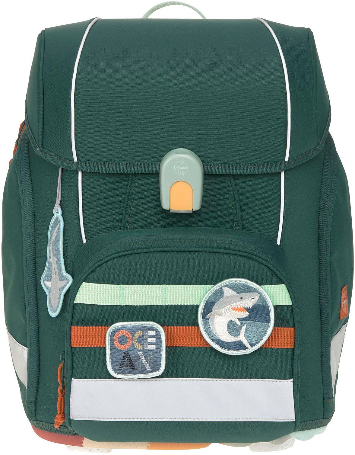 LÄSSIG Schulranzen Unique, Boxy, Ocean Edition, dark green (Set, 7-tlg), PETA-approved vegan; aus recycelten PET-Flaschen