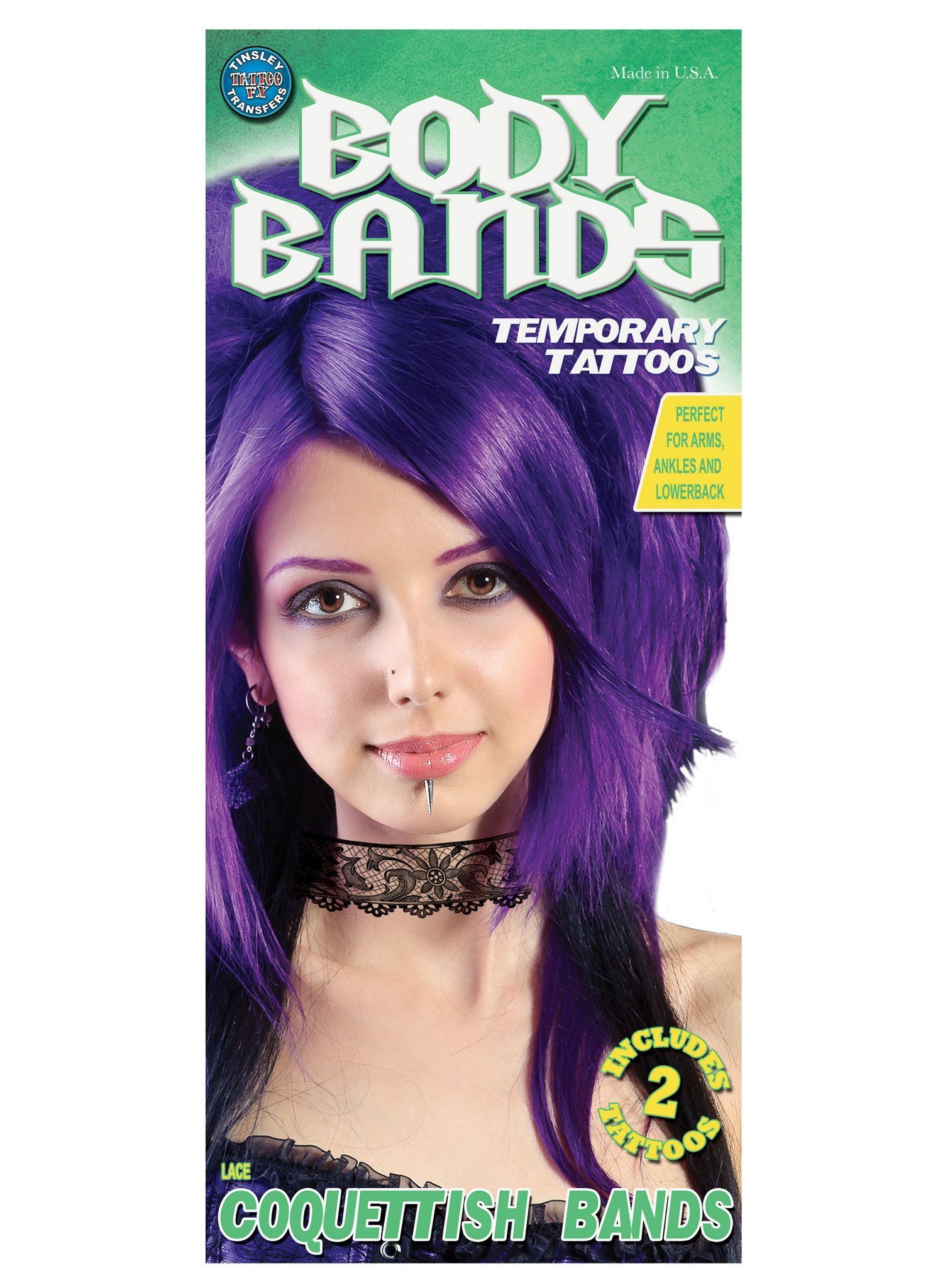 Tinsley Theaterschminke Spitzenhalsband Klebe-Tattoo - Fasching Halloween, Temporäres Tattoo in beeindruckend realistischer Hollywood-Qualität