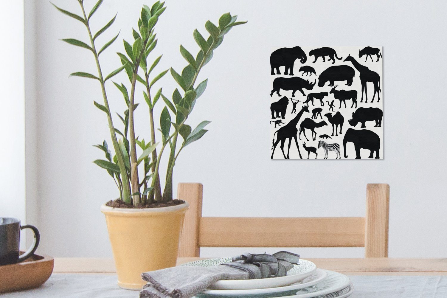 Big Wohnzimmer für Eine anderer Tiere, und OneMillionCanvasses® St), Five Leinwand Silhouettenillustration Schlafzimmer Bilder Leinwandbild (1 der