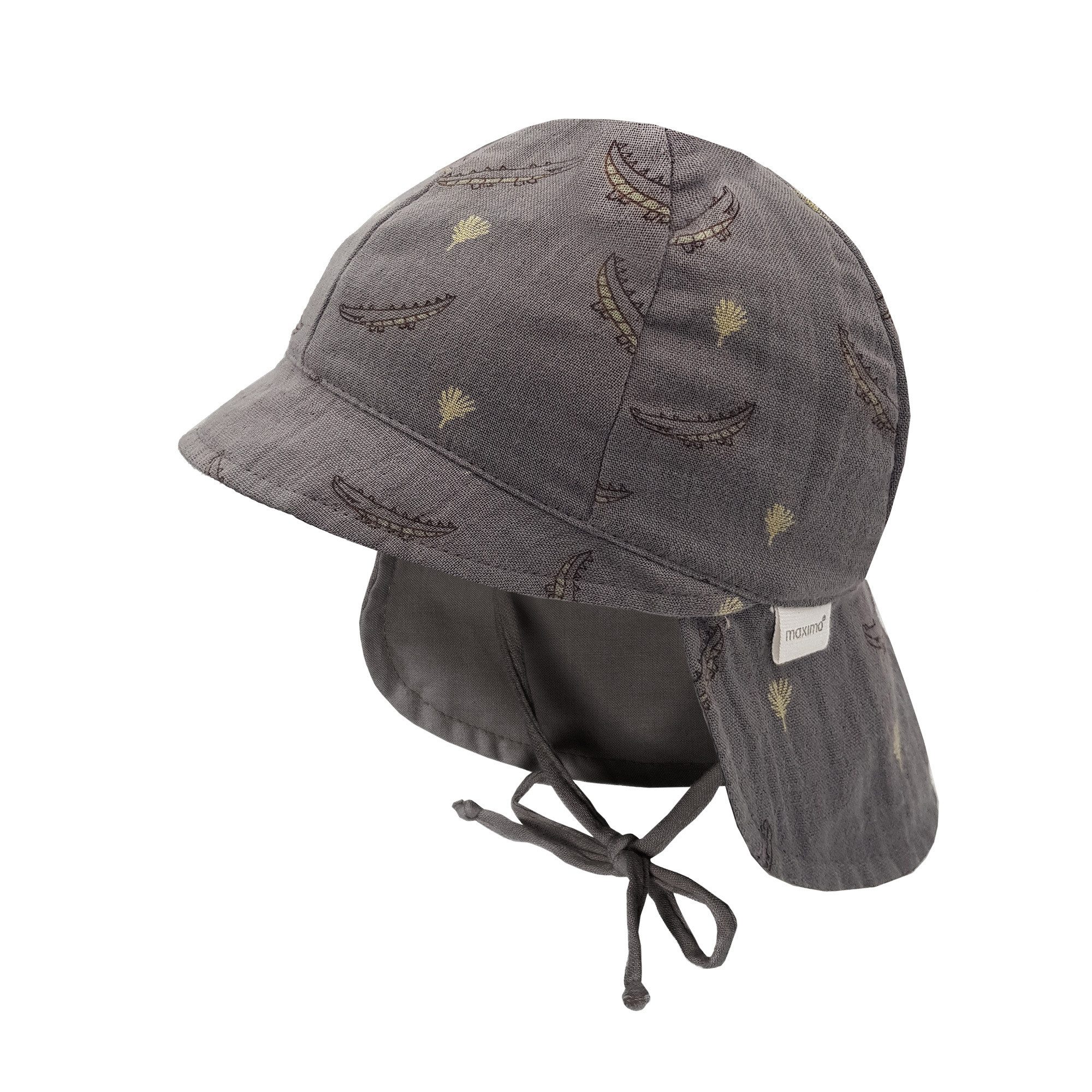 MAXIMO Schirmmütze GOTS BABY-Schildmütze, Band Musselinstoff, Nackenschutz, Futter, UV (1-St) Musselin