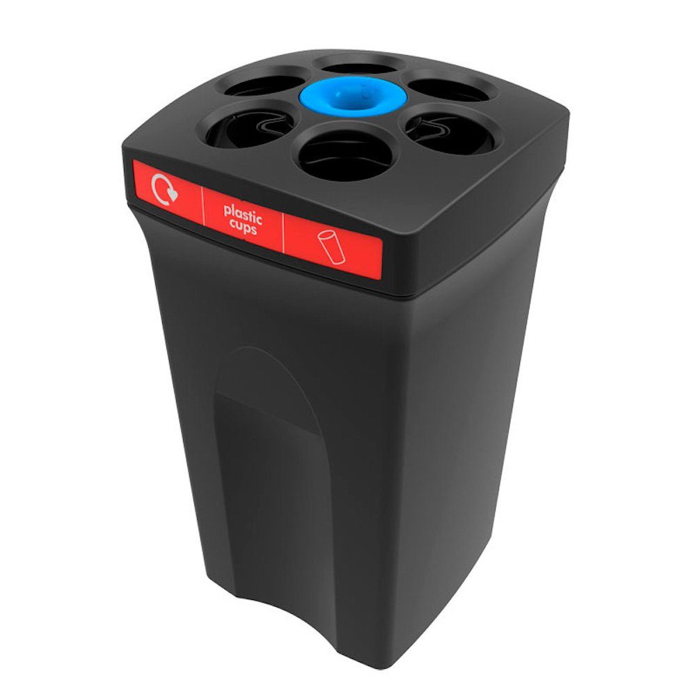 PROREGAL® Mülltrennsystem EnvirocupXL "paper cups", 110 L, HxBxT 80,3x44,5x44,5cm, Schwarz- Blau Rot