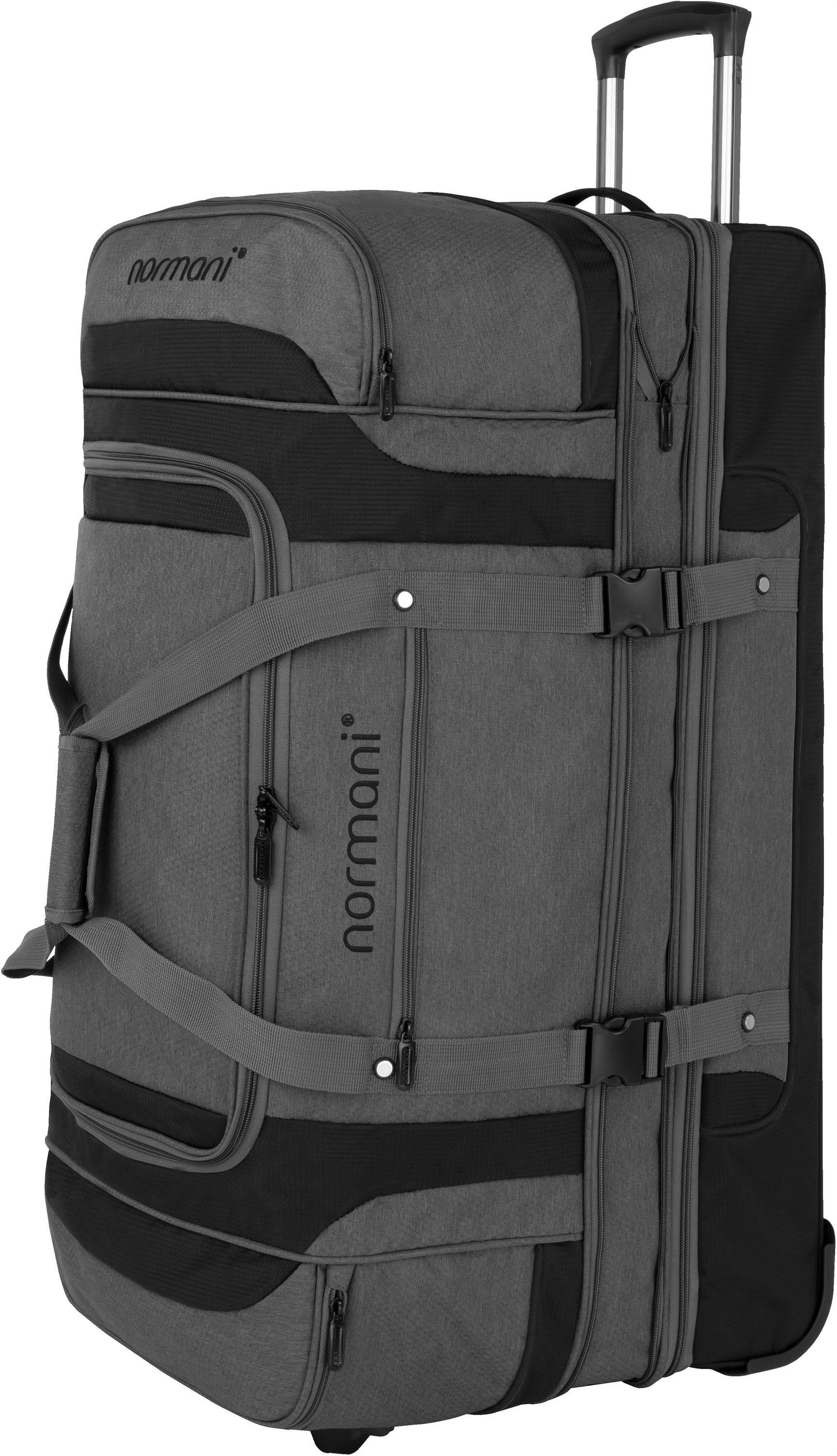 normani Reisetasche Reisetrolley 120-150 L Gigaro, Reisetasche erweiterbar von 120 auf 150 Liter Grau/Schwarz