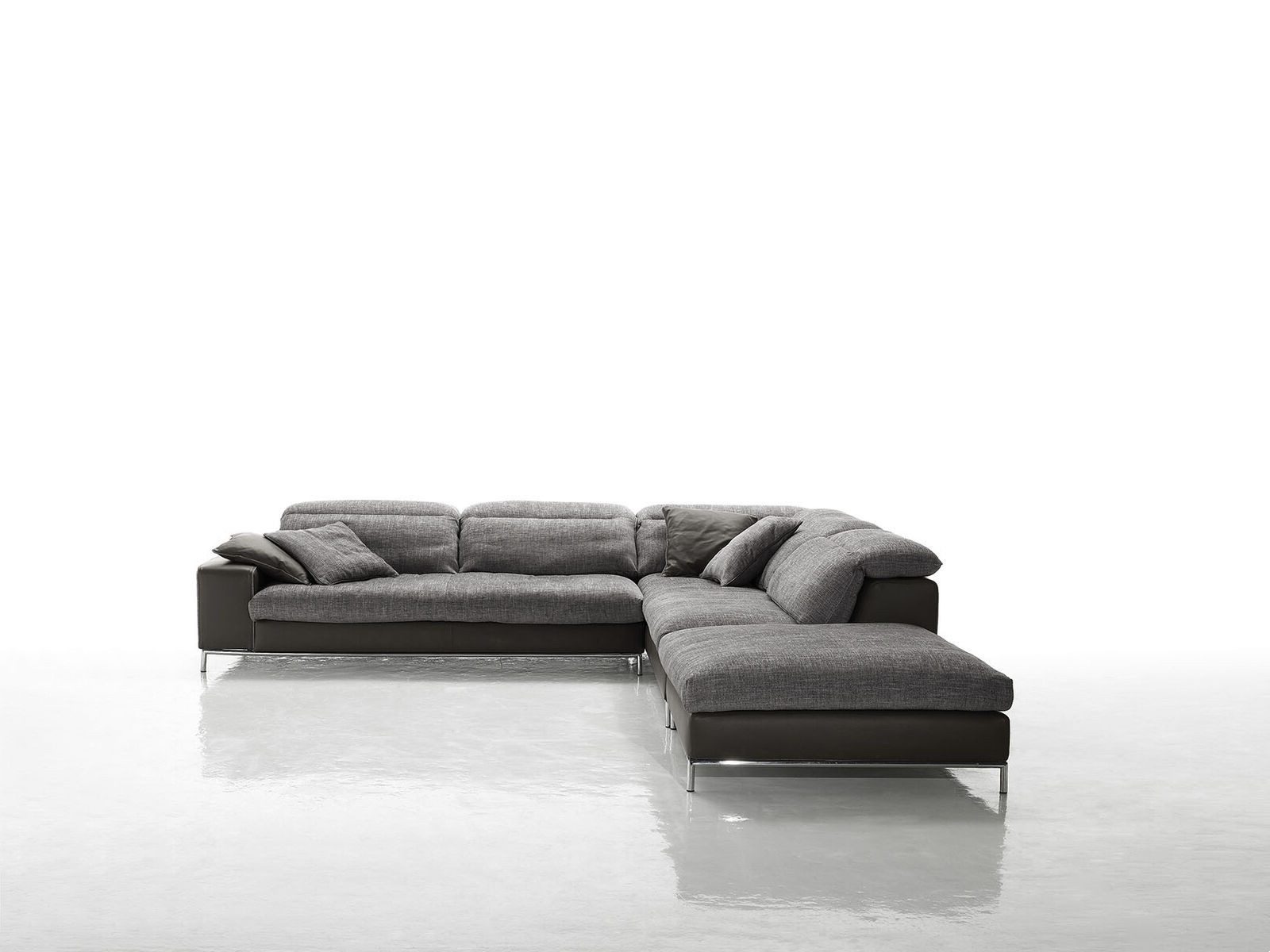 Xlmoebel Ecksofa Ecksofa in L-Form von Prianera mit grauem Textilbezug, Ecksofa, Hergestellt in Europa