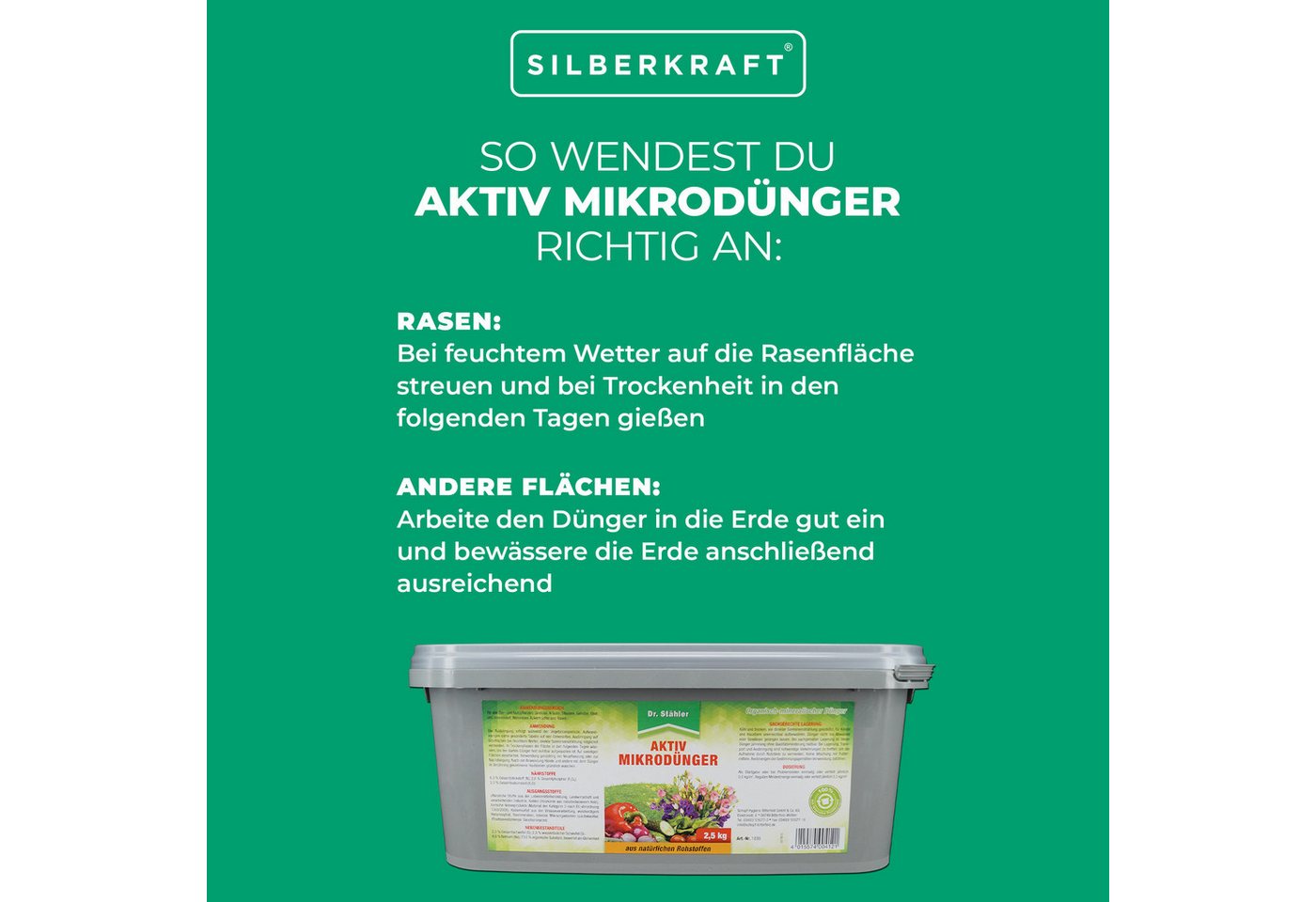 Thumbnail - Silberkraft Pflanzenstärkungsmittel Aktiv Mikrodünger fest, gesunde Zier- & Nutzpflanzen,Garten & Hochbeet, 1-St., Organ...