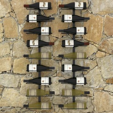 furnicato Weinregal Wand-Weinregale für 18 Flaschen 2 Stk. Schwarz Eisen