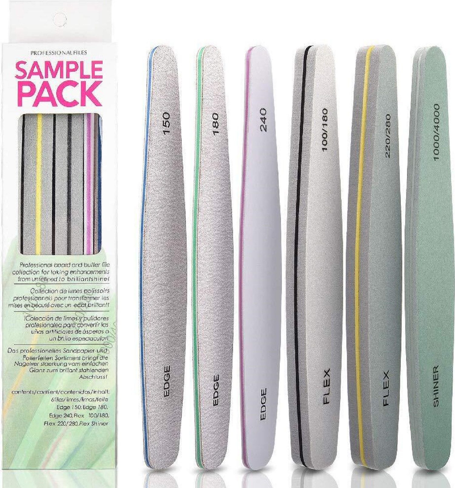 COOL-i ® Saphir-Nagelfeile Saphir-Nagelfeile Set – 6 Stück Doppelseitige Profi-Nagelfeilen, für Gelnägel & Naturnägel – Robust & Wiederverwendbar
