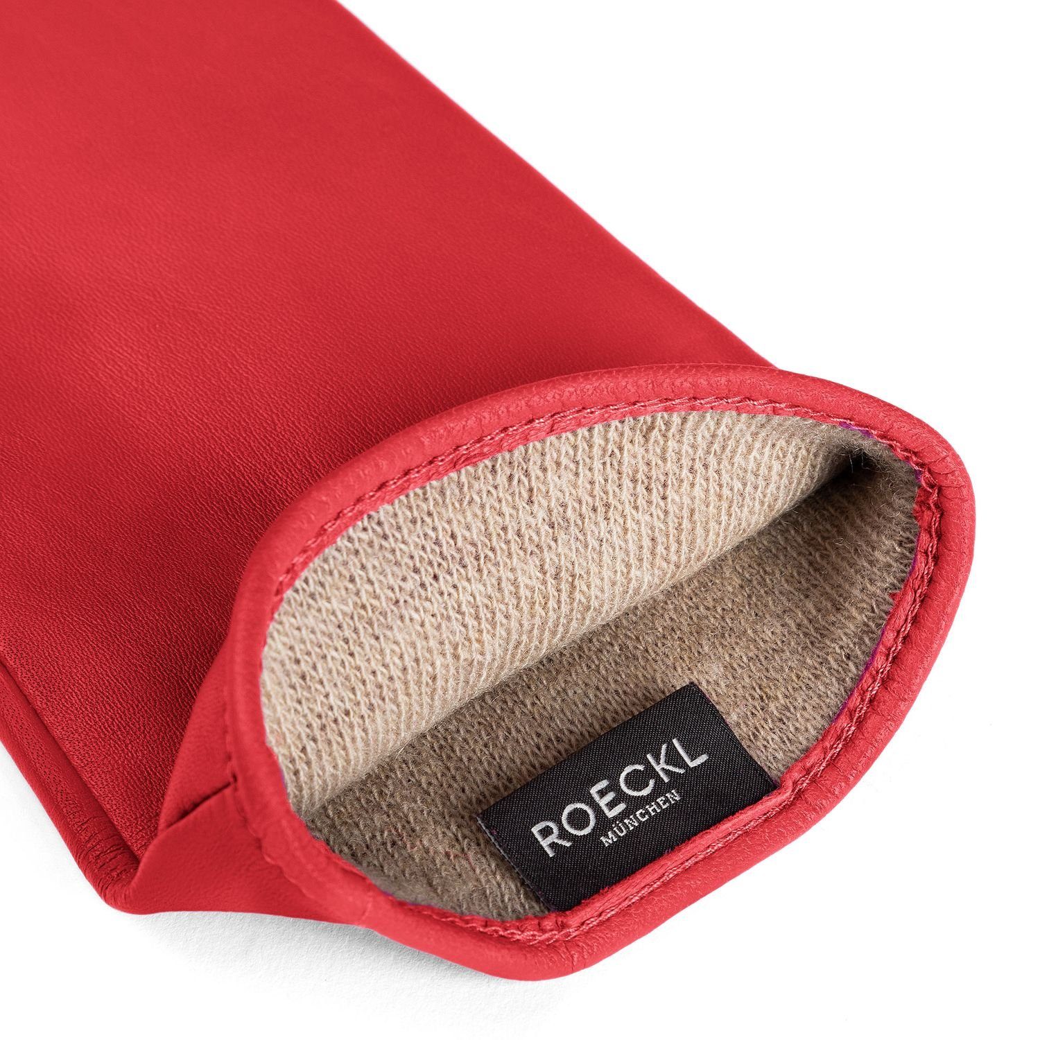 Roeckl Lederhandschuhe Leder-Handschuhe aus Kaschmir Futtermix red 445-classic Wolle und