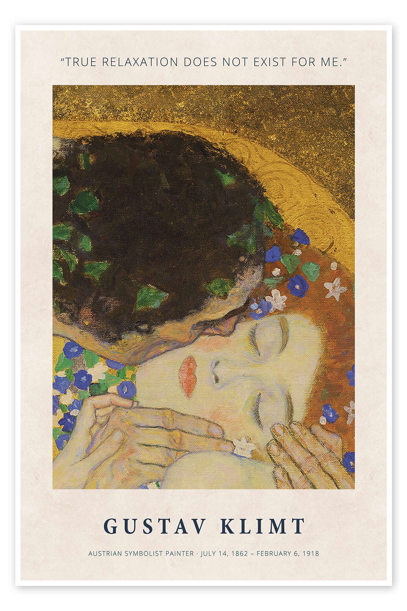 Posterlounge Wandbild True Relaxation does not Exist for Me, Gustav Klimt, erhältlich als Poster, Leinwandbild, Wandsticker oder Acrylglasbild