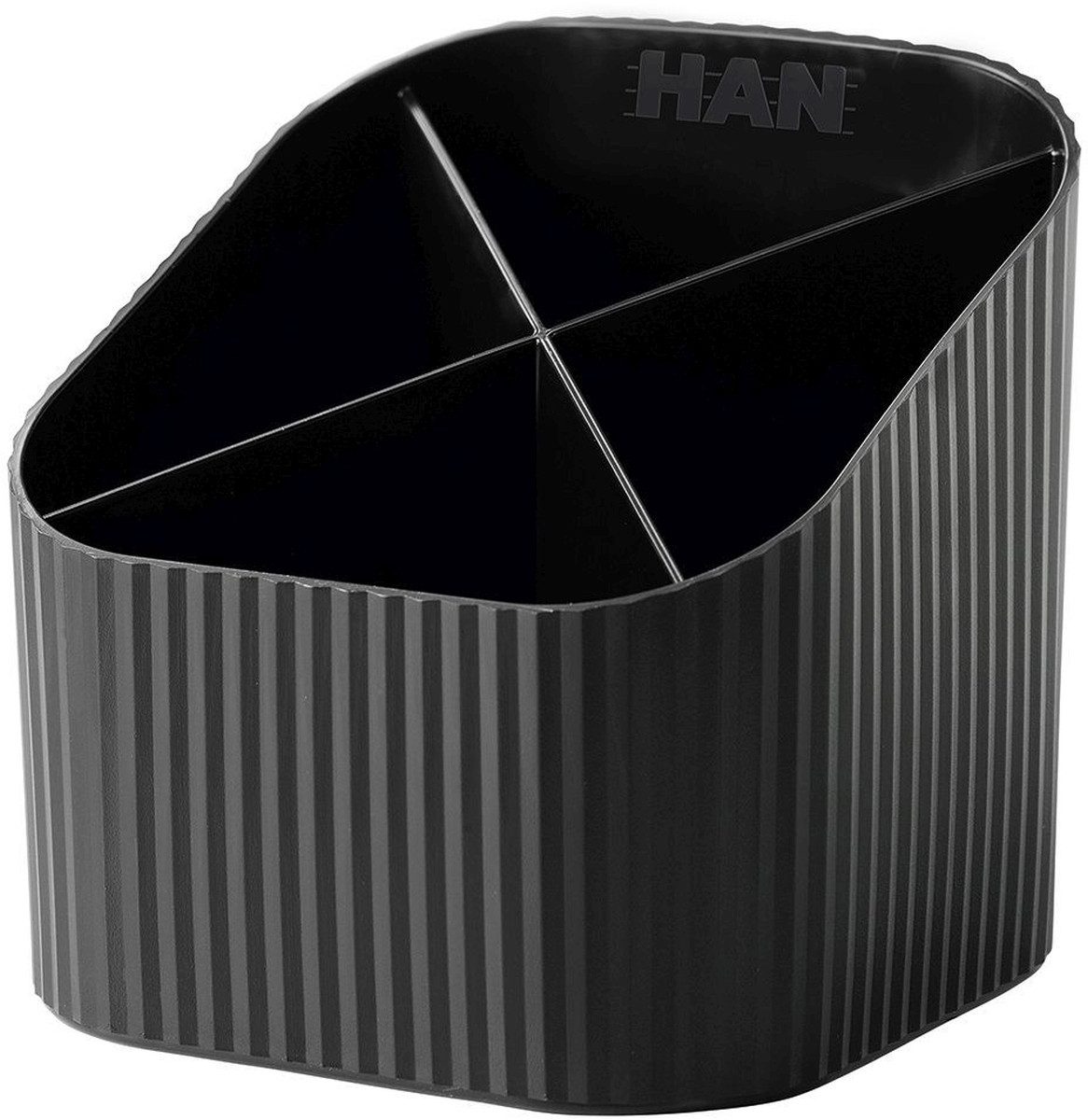 HAN-Bürogeräte Tischaufsatz Schreibtischköcher Re-X-Loop 4 Fächer RC-Kunststoff schwarz