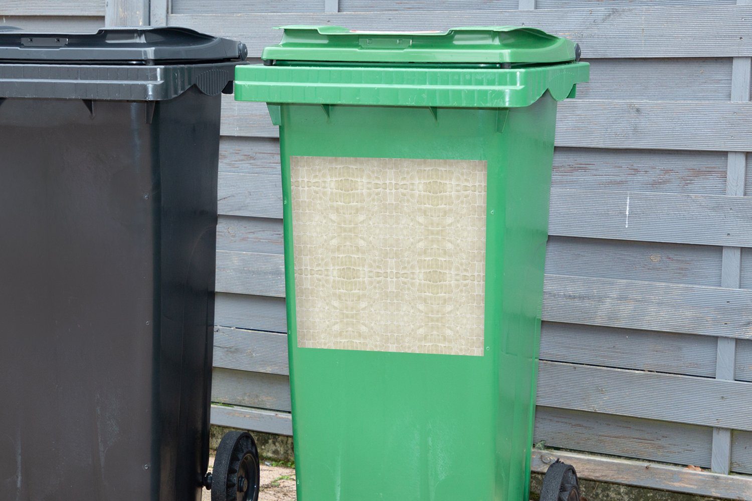 Wandsticker Abfalbehälter - Textur St), MuchoWow - Mülltonne, Container, Leder Tierhaut (1 Mülleimer-aufkleber, Sticker,