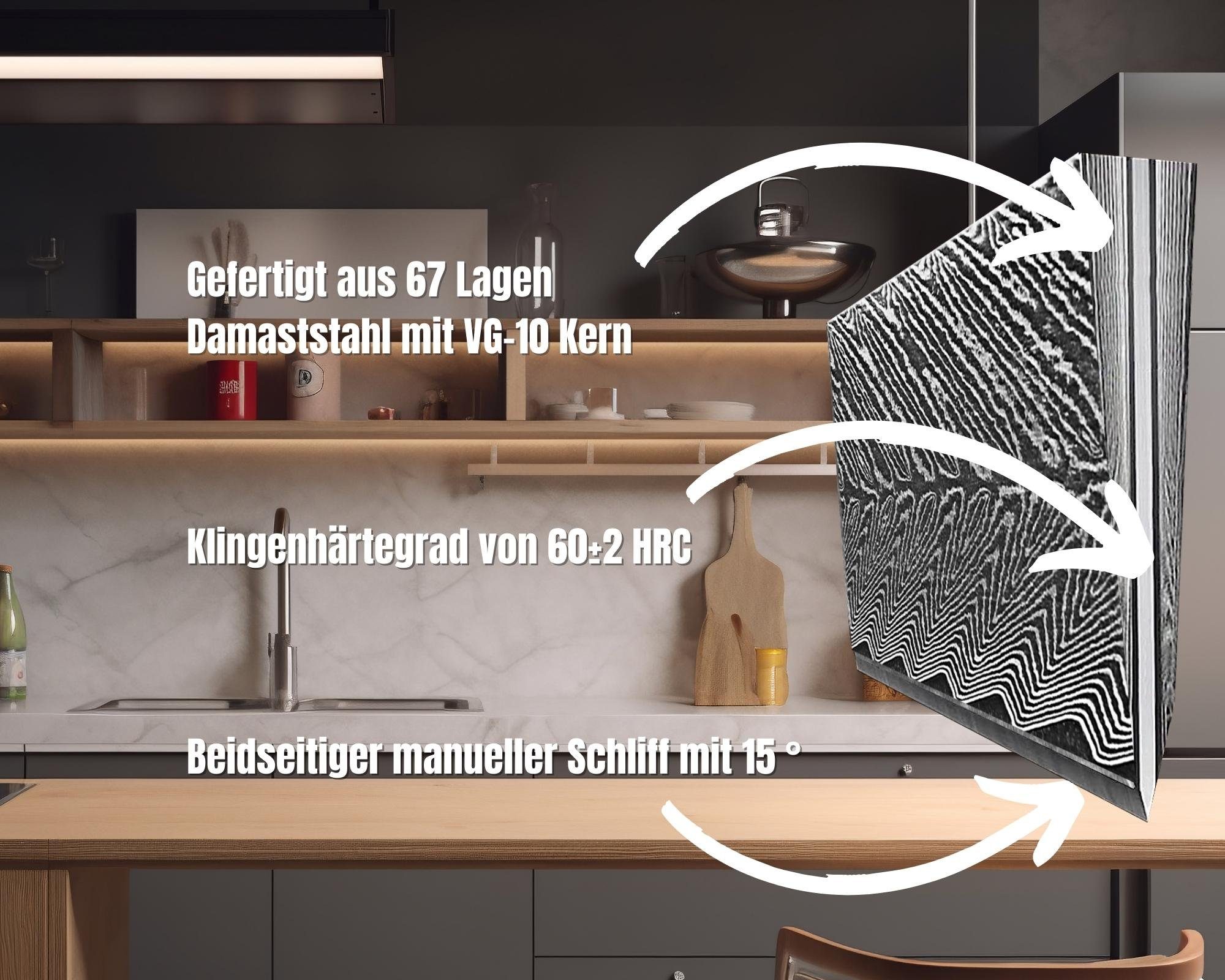 Wakoli Magnet-Messerblock Culinary Sycamore I magnetischer & Küchenmesser 5 Messerblock