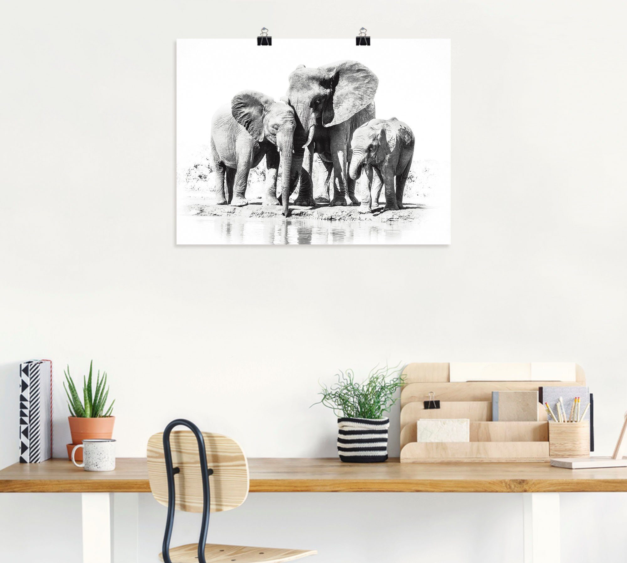 Artland Wandbild Elefantenmutter mit in Wandaufkleber als Alubild, Bilder Größen (1 Kindern, St), oder Elefanten versch. Leinwandbild, Poster