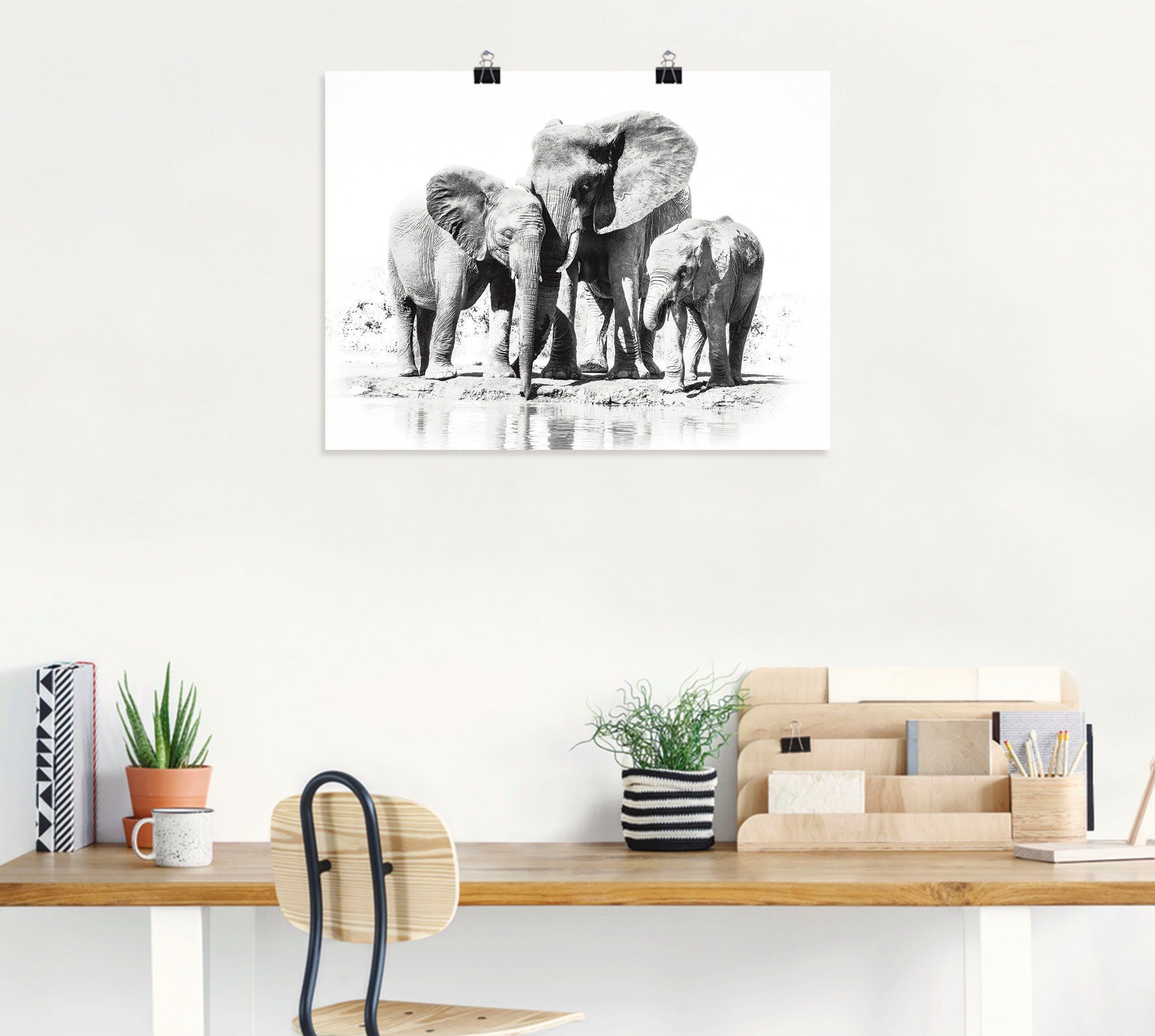 Artland Wandbild »Elefantenmutter mit Kindern«, Elefanten Bilder (1 Stück), in vielen Größen & Produktarten - Alubild / Outdoorbild für den Außenbereich, Leinwandbild, Poster, Wandaufkleber / Wandtattoo auch für Badezimmer geeignet-HomeTrends
