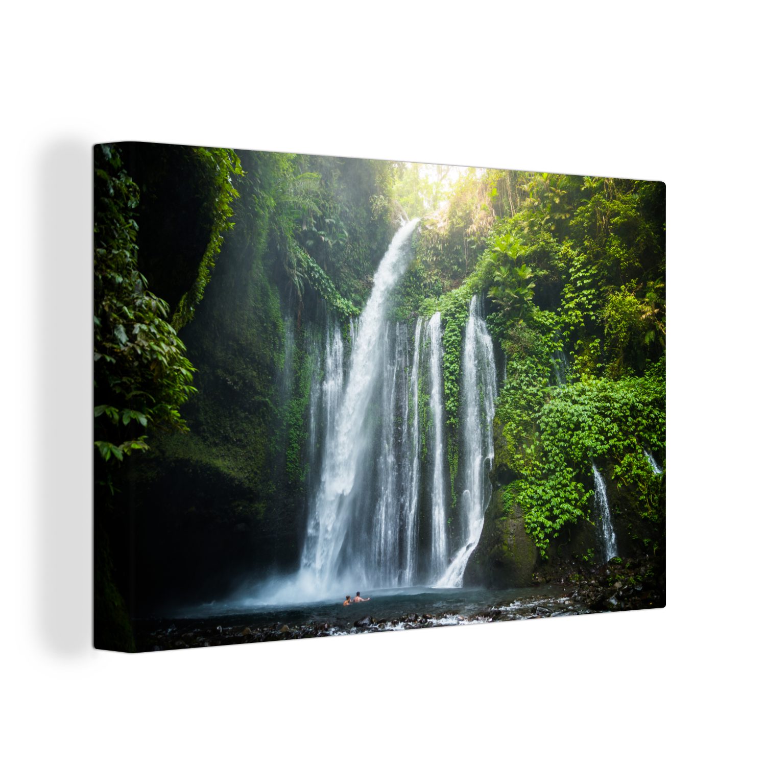 OneMillionCanvasses® Leinwandbild Lombok Wasserfall, (1 St), Wandbild Leinwandbilder, Aufhängefertig, Wanddeko, 30x20 cm bunt