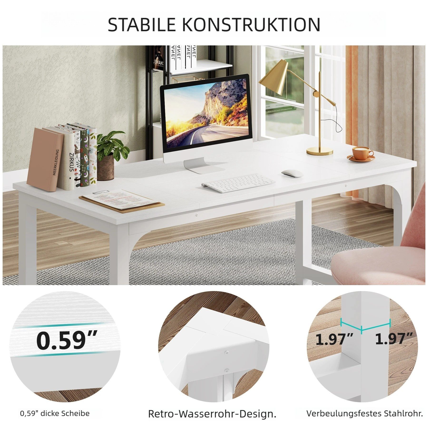 Tribesigns Arbeitstisch 160/180x80 cm, großer Industrial günstig online kaufen