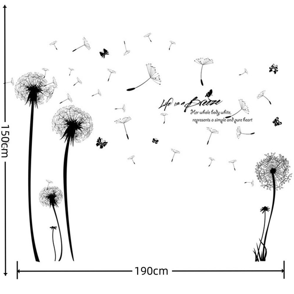 Zaewry Wandtattoo Wandtattoo Pusteblume, Wandsticker Wohnzimmer Pflanzen Blumen (1 St)