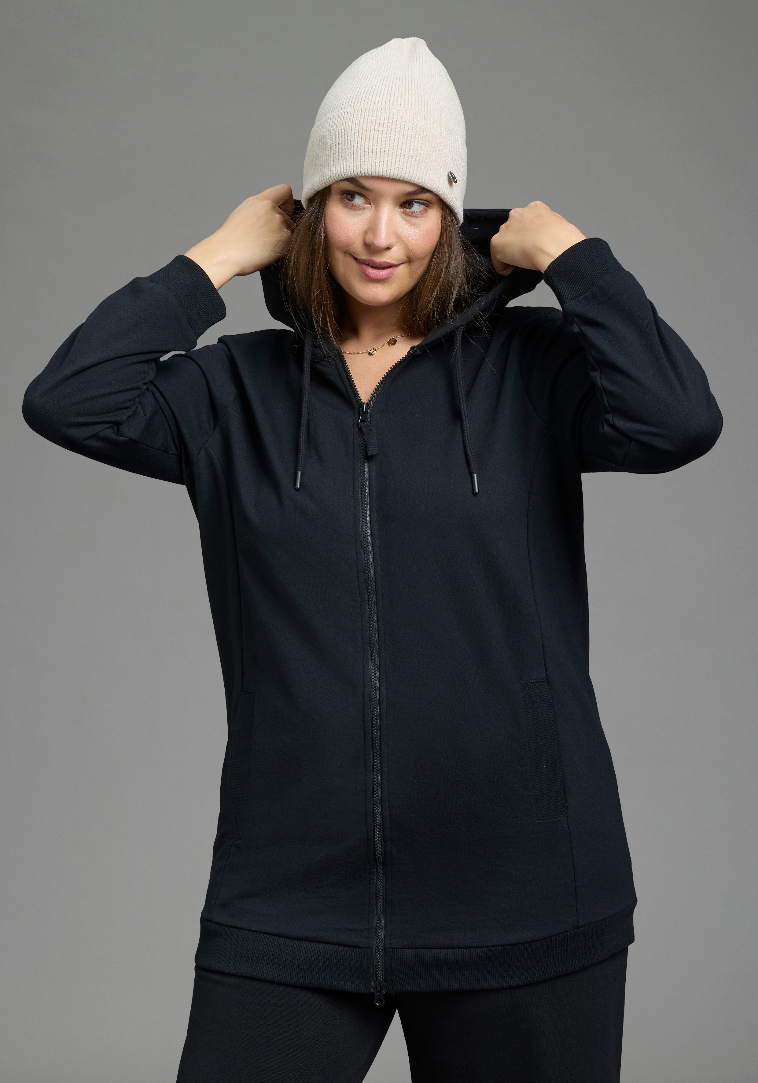 Laura Scott CURVE Kapuzensweatjacke Große Größen im Oversized Look aus weicher Baumwolle