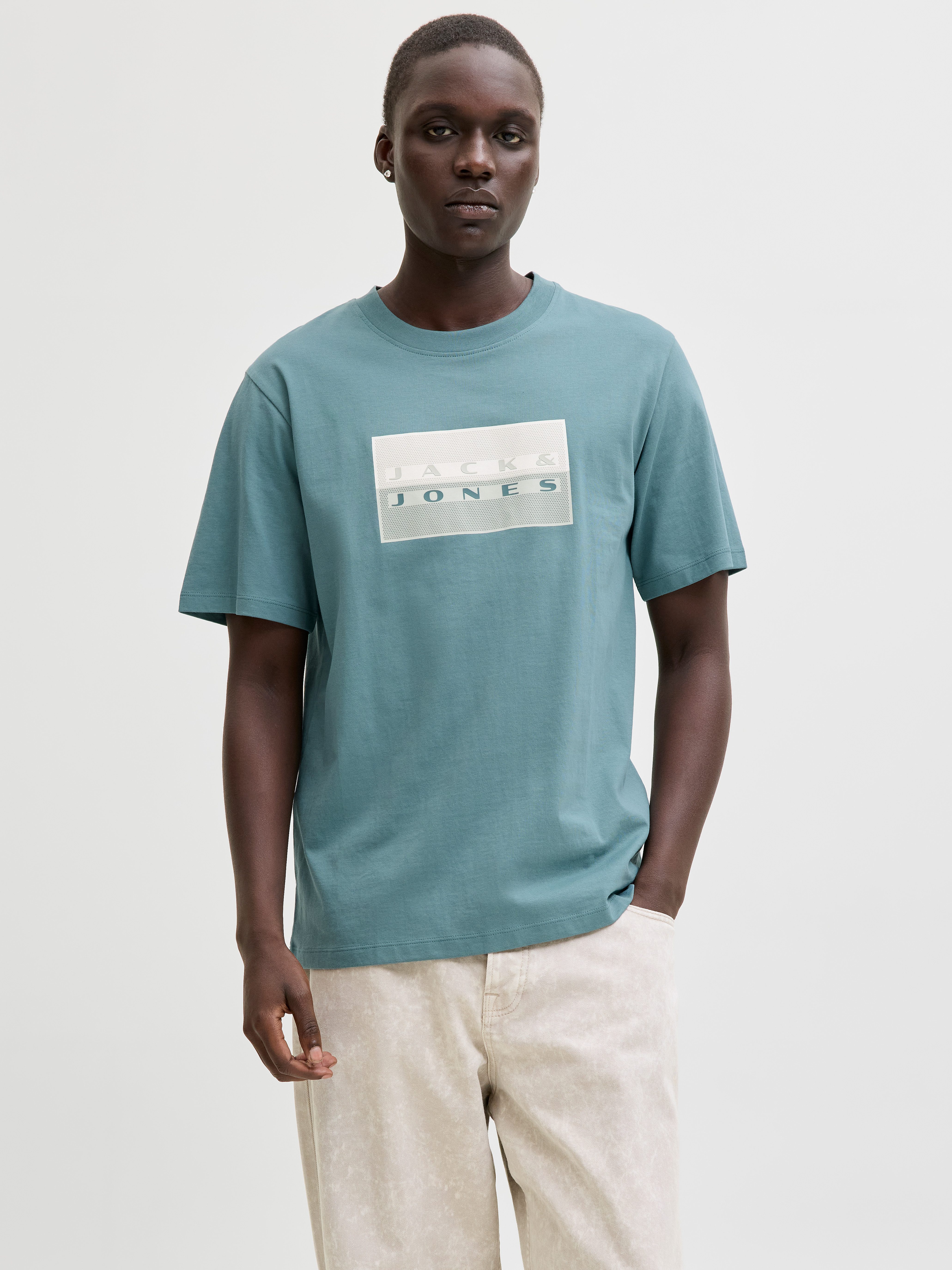Jack & Jones Kurzarmshirt JCOFUSION DOTS PRINT TEE SS CREW SN Baumwolle, re günstig online kaufen