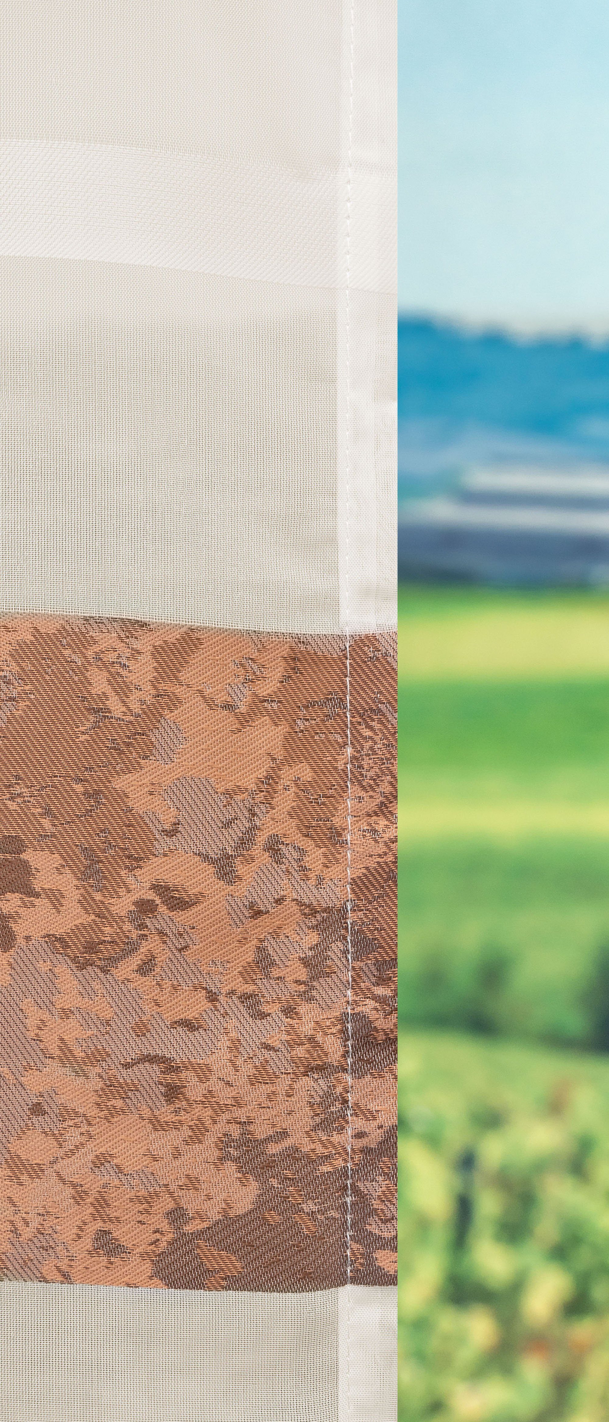 Vorhang Ösenschal Camouflagestreifen, LYSEL®, St), halbtransparent, HxB 245x140cm kupfer (1