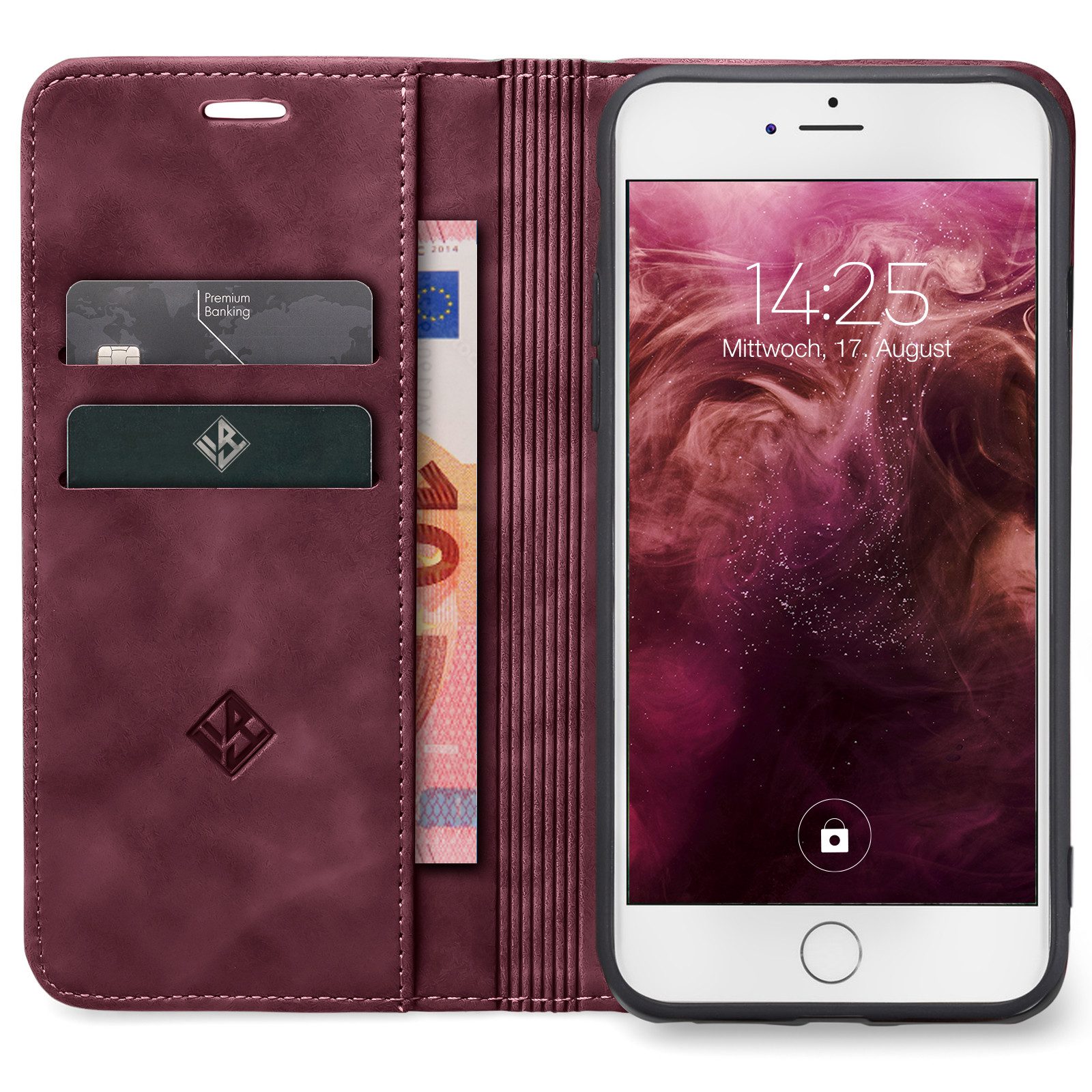 Tec-Expert Handyhülle Tasche Hülle für Apple iPhone 7 / 8 / SE 4.7 Zoll, 4.7, Cover Klapphülle Case mit Kartenfach Fliphülle aufstellbar