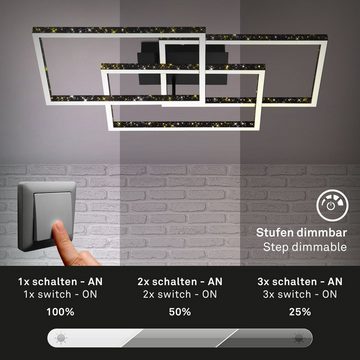 Briloner Leuchten LED Deckenleuchte 3752-015, LED fest verbaut, Warmweiß, Glitzereffekt, Memoryfunktion, schwenkbar, dimmbar, schwarz, 52 cm