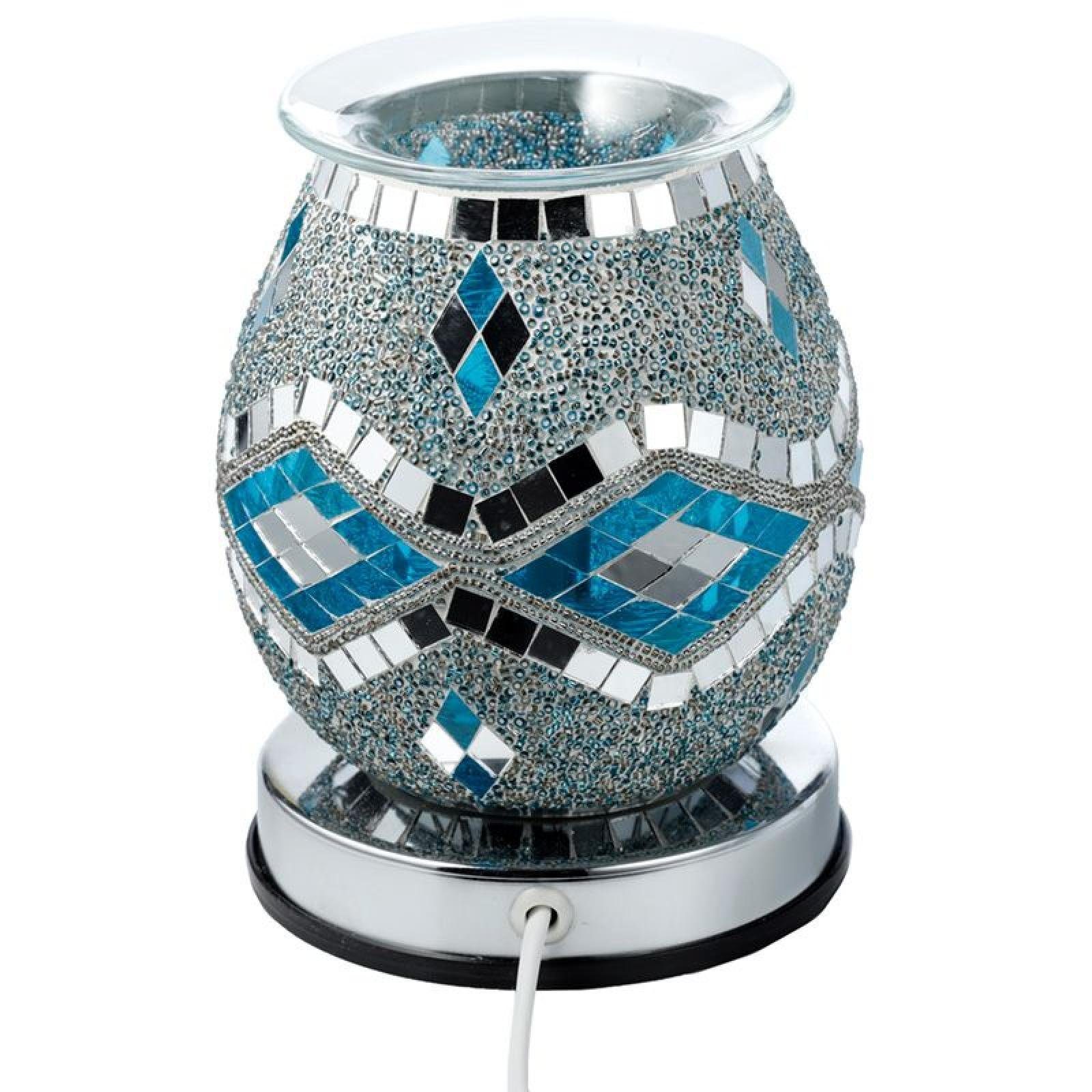 Wach Elektrische Touch Duftlampe Puckator Blau Spiegel-Mosaik & Duftlampe Eden Silber für