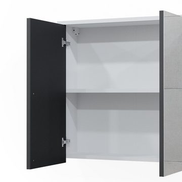 Vicco Badezimmerspiegelschrank Spiegelschrank Maltin 60x60 cm Weiß Anthrazit