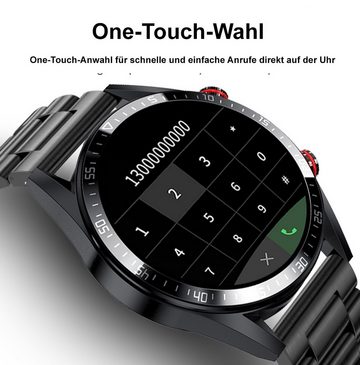 TPFNet SW26 mit Milanaise Armband + Silikon Armband Smartwatch (Android), individuelles Display - Armbanduhr mit Musiksteuerung, Herzfrequenz, Schrittzähler, Kalorien, Social Media etc. - Schwarz